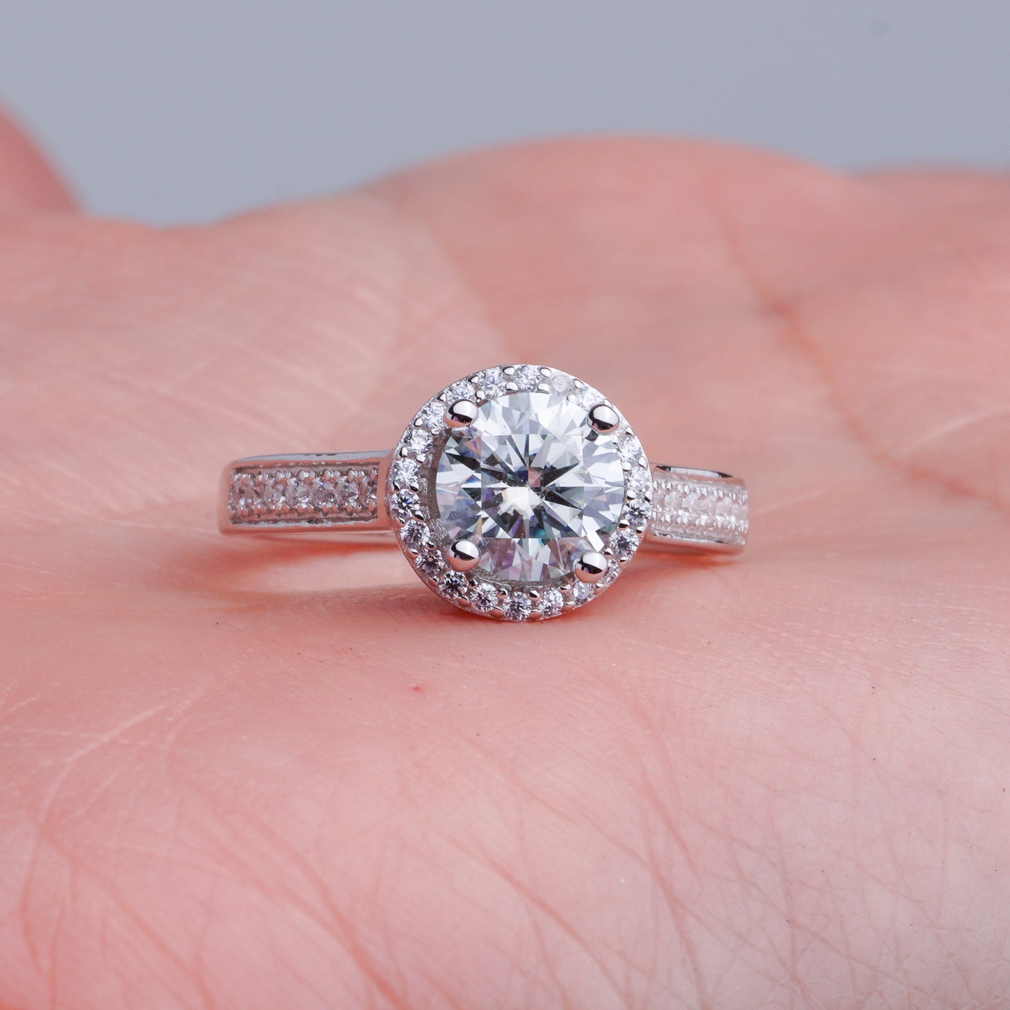 Moissanite Halo Ring - 1 ct