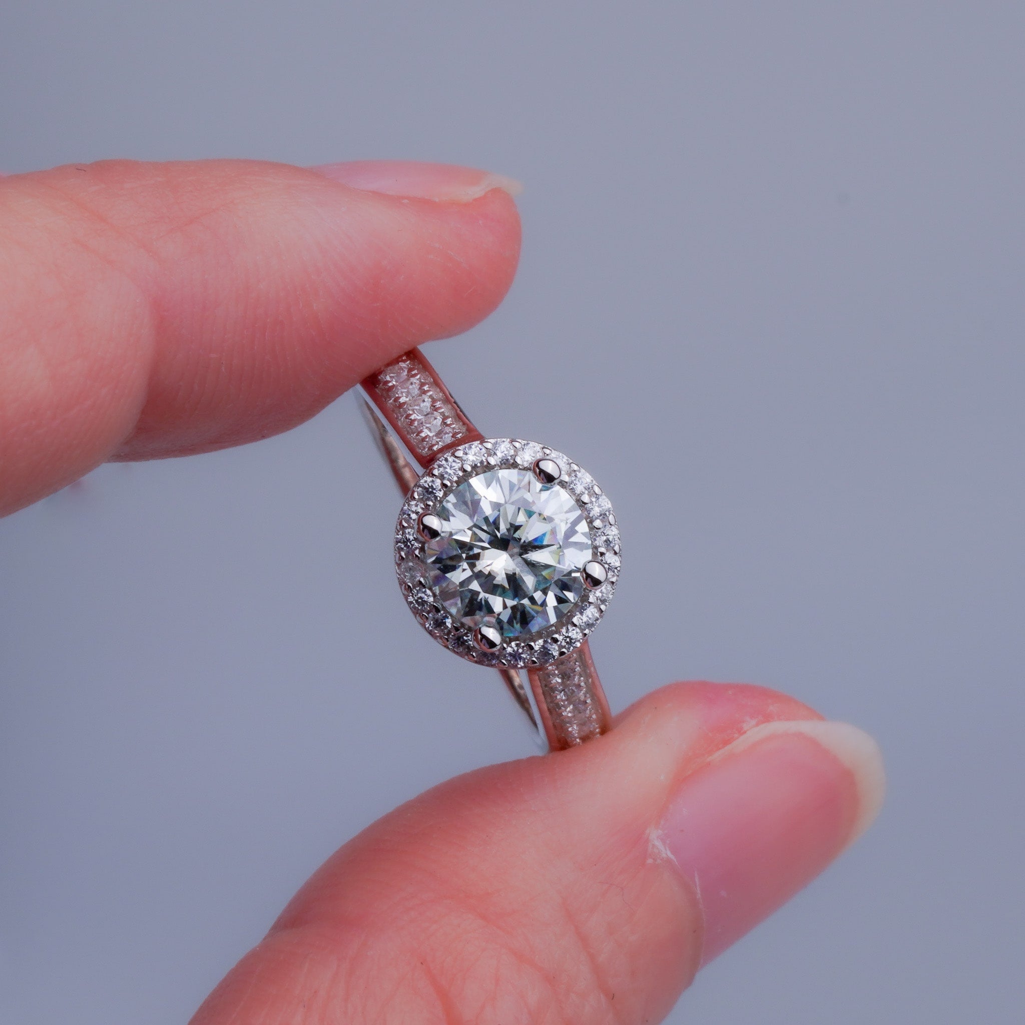 Moissanite Halo Ring - 1 ct