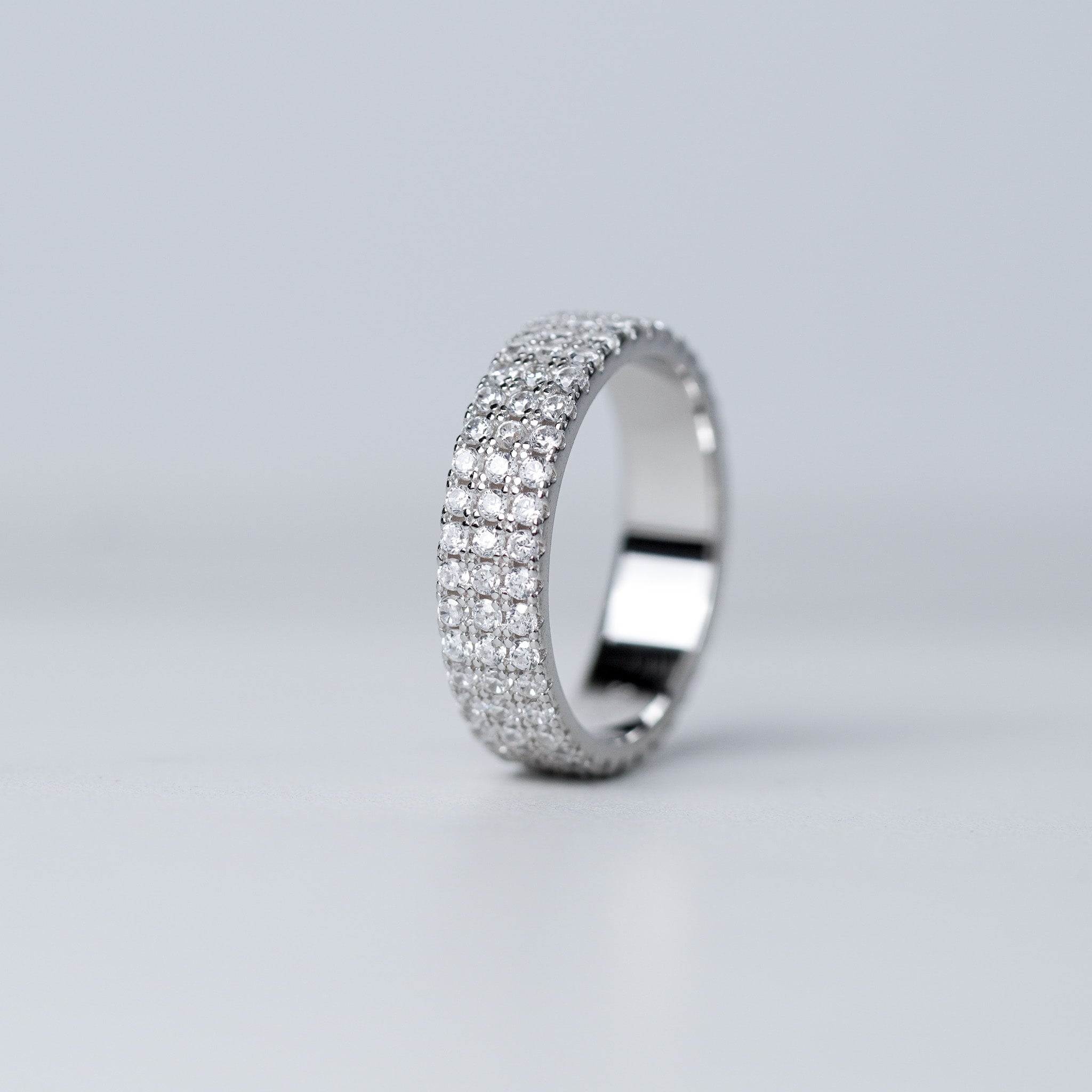 Three Row Simulated Diamond Wedding Band