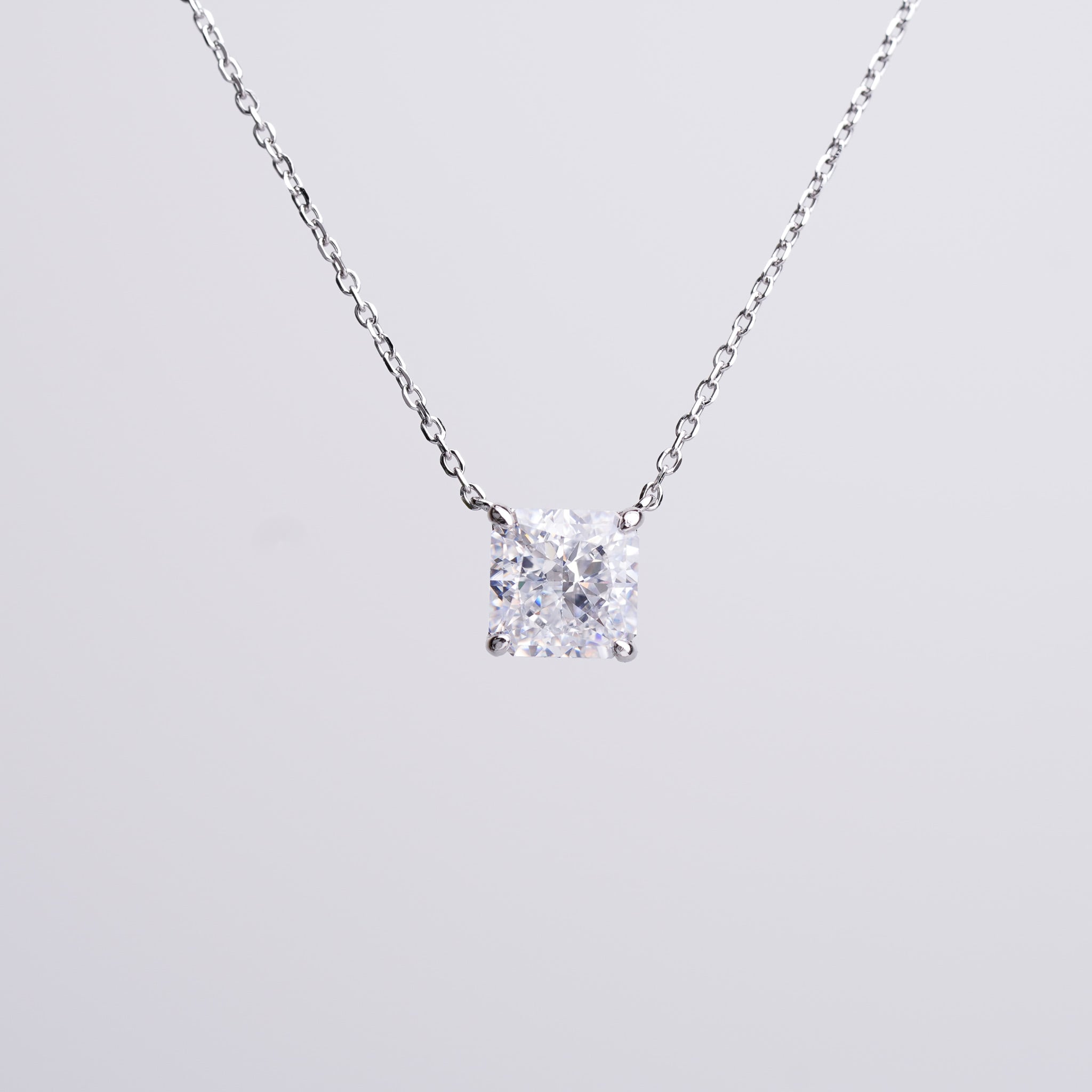 Square Solitaire Necklace - 3ct