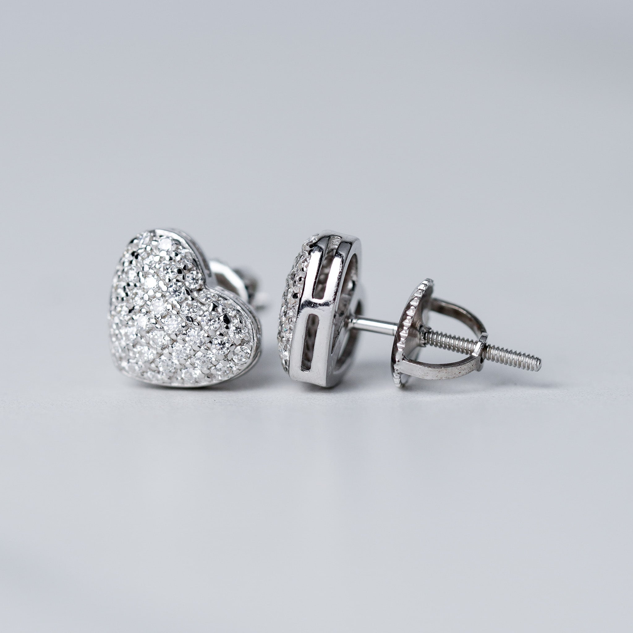 Heart Pave Moissanite Earrings-Screw Back