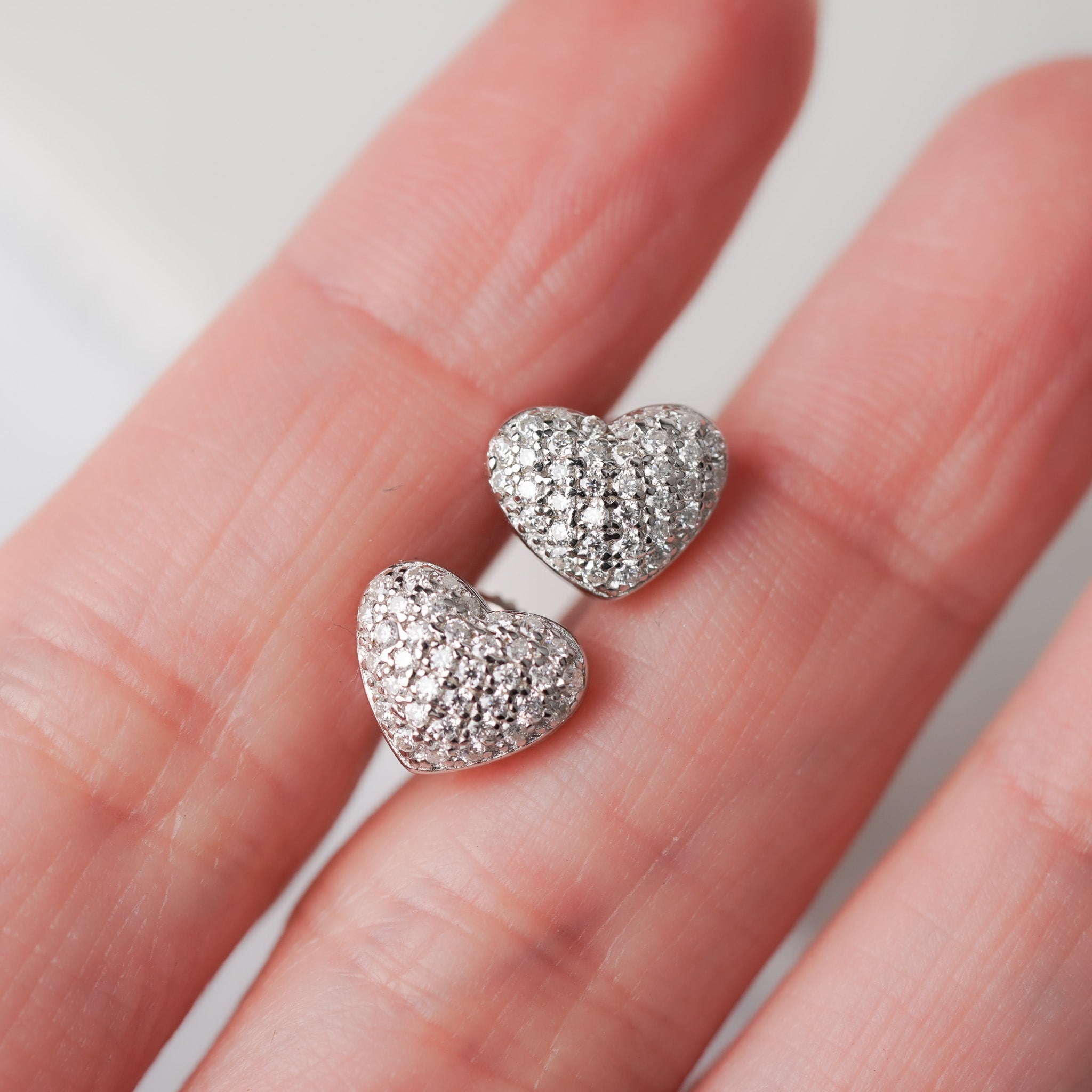 Heart Pave Moissanite Earrings-Screw Back