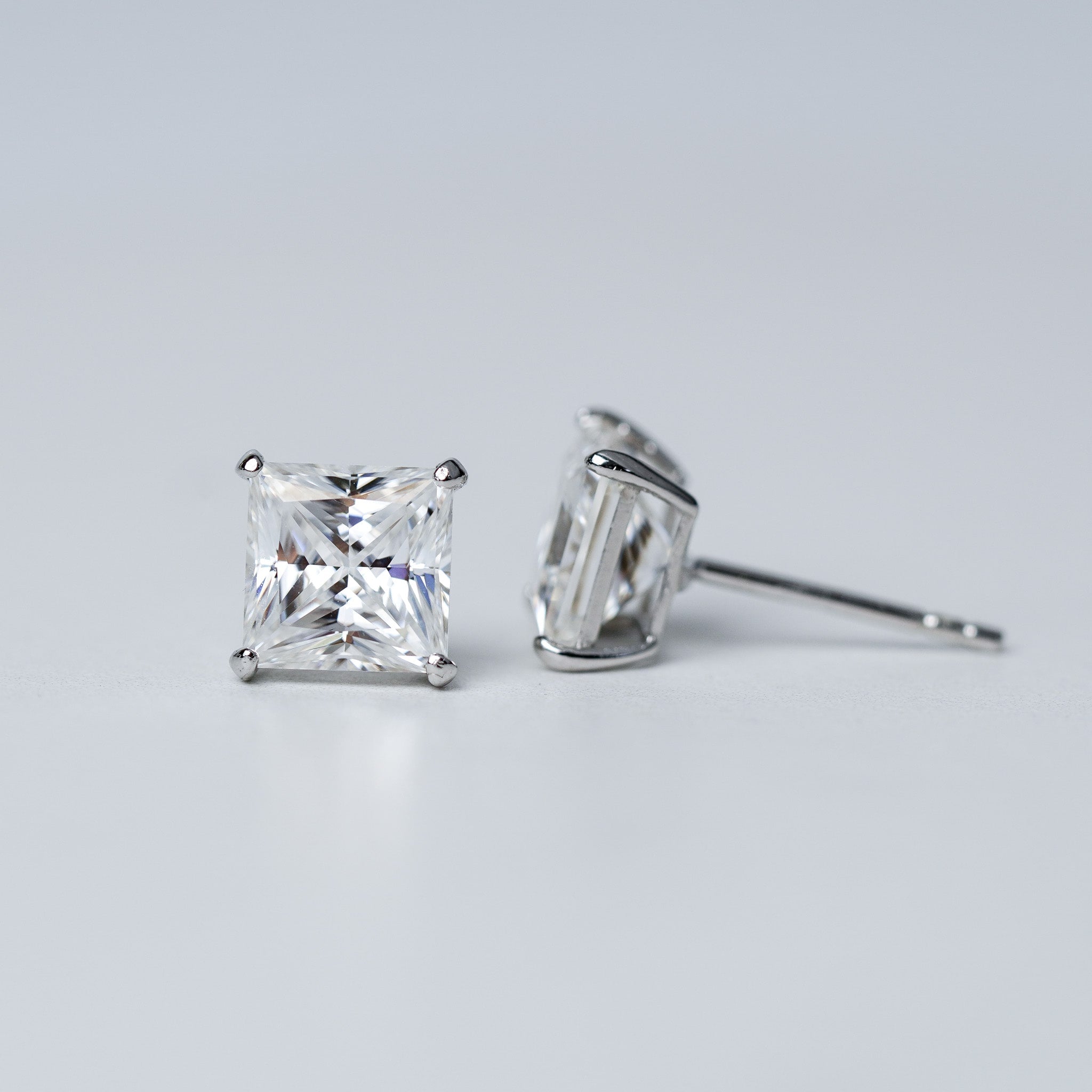 Square Solitaire Stud Earrings