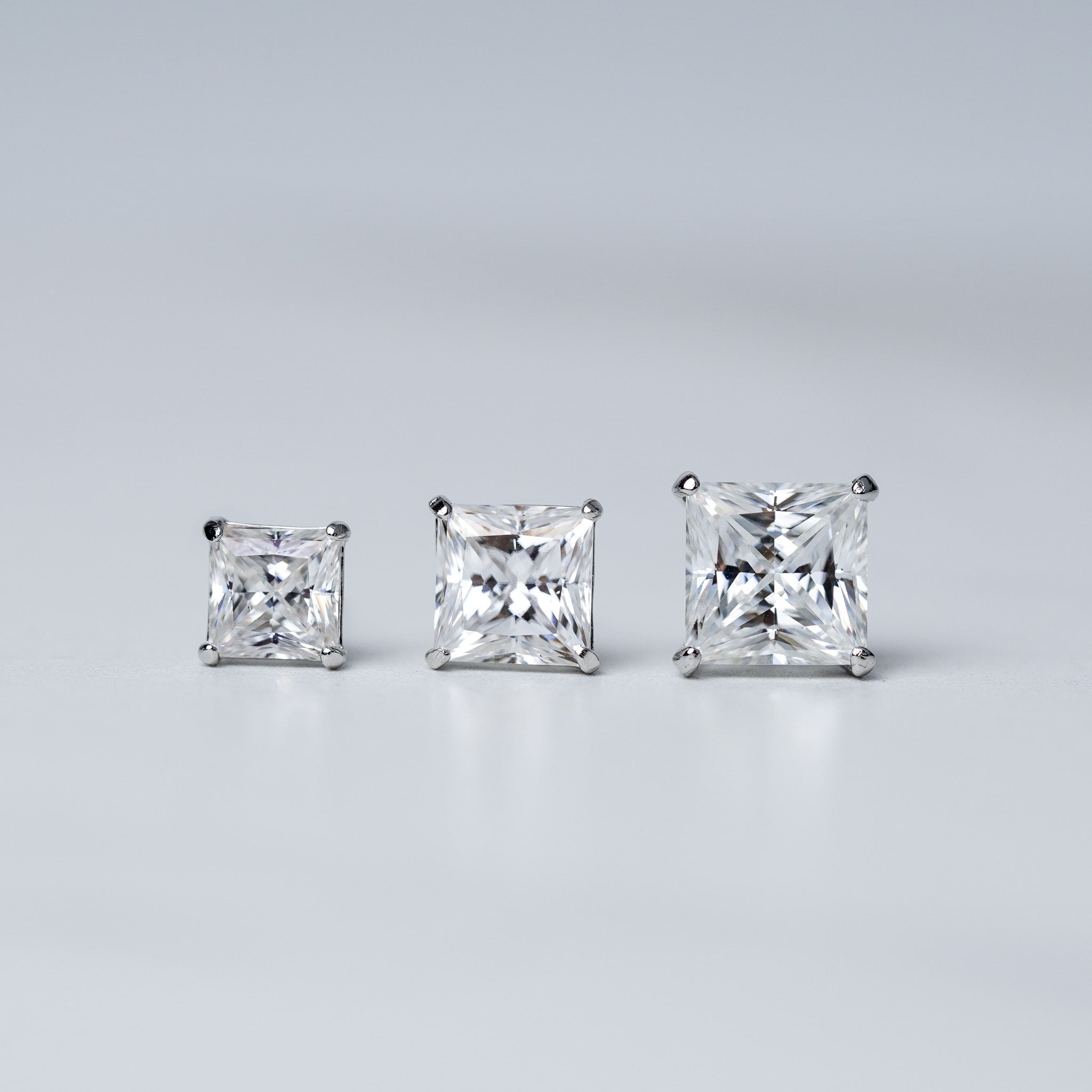 Square Solitaire Stud Earrings