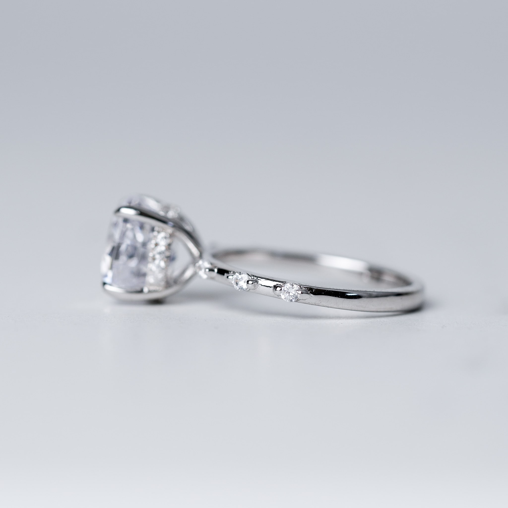 Round Radian Engagement Ring - Side Dots-  2 ct