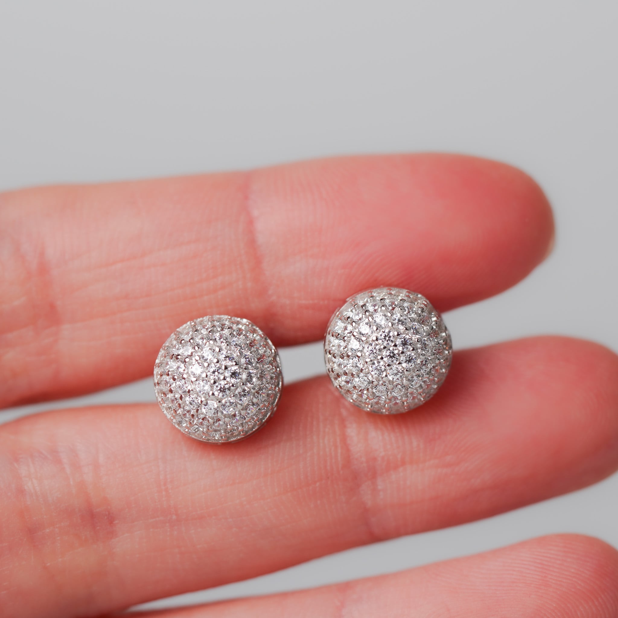 Domed Earrings, Round Screwed-Back