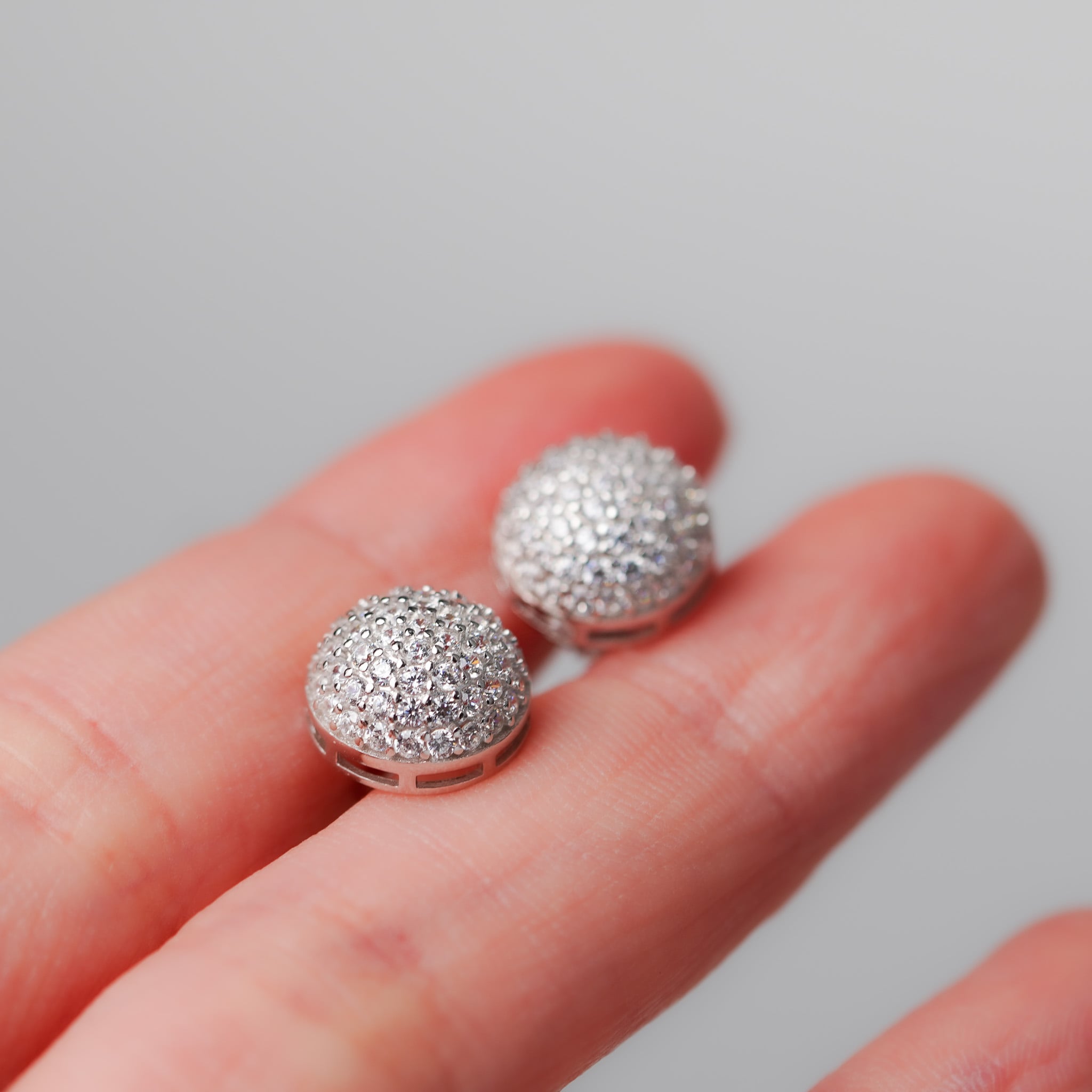 Domed Earrings, Round Screwed-Back