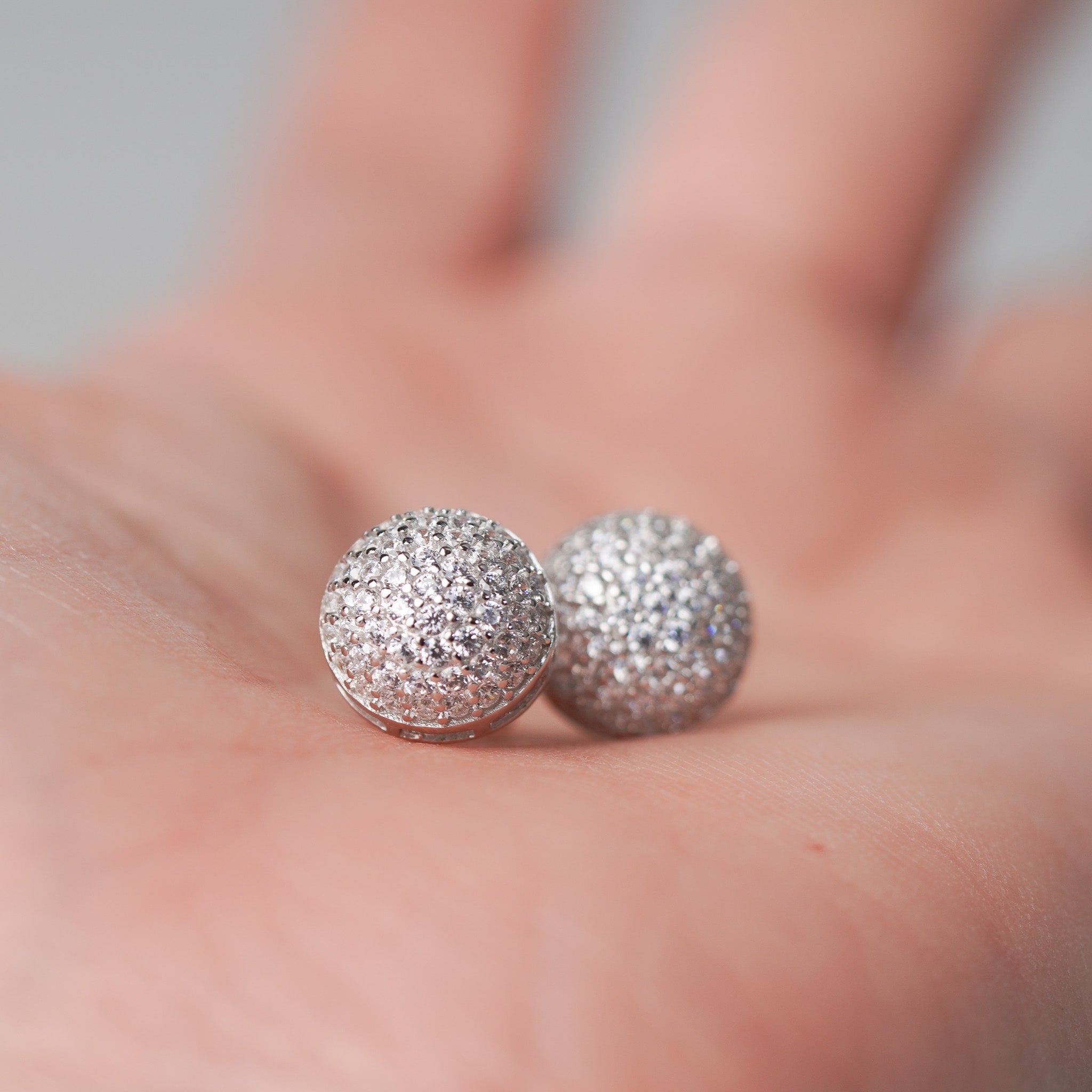 Domed Earrings, Round Screwed-Back