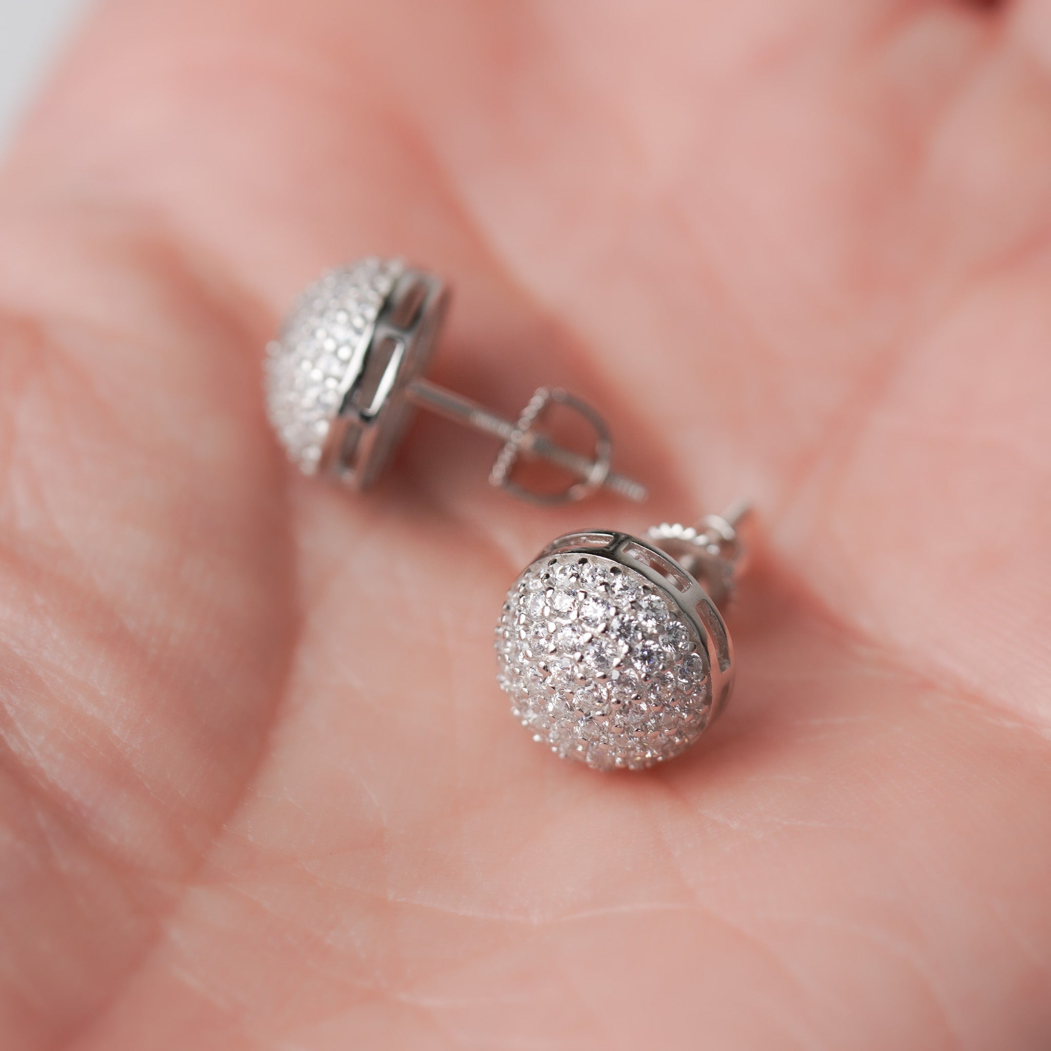 Domed Earrings, Round Screwed-Back