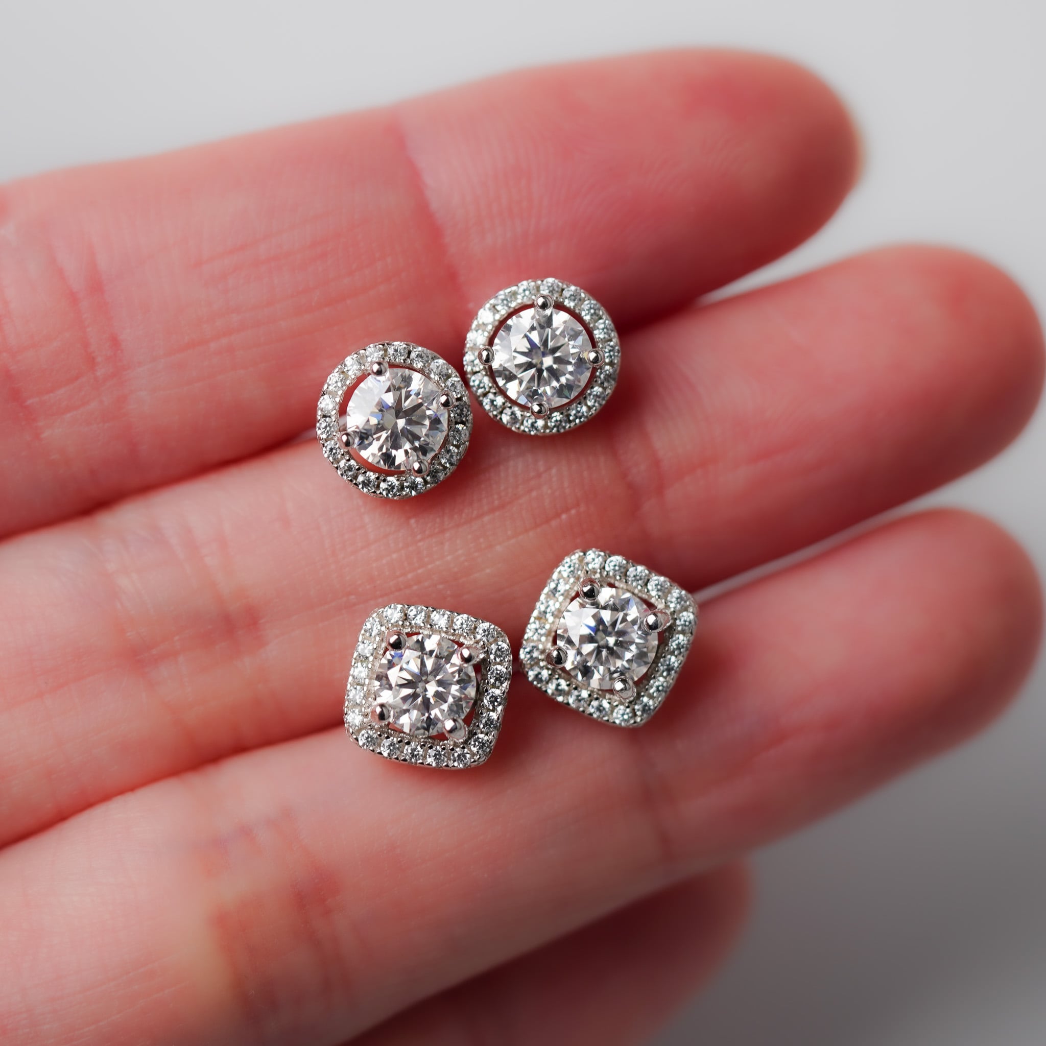 Moissanite Round Halo Earrings