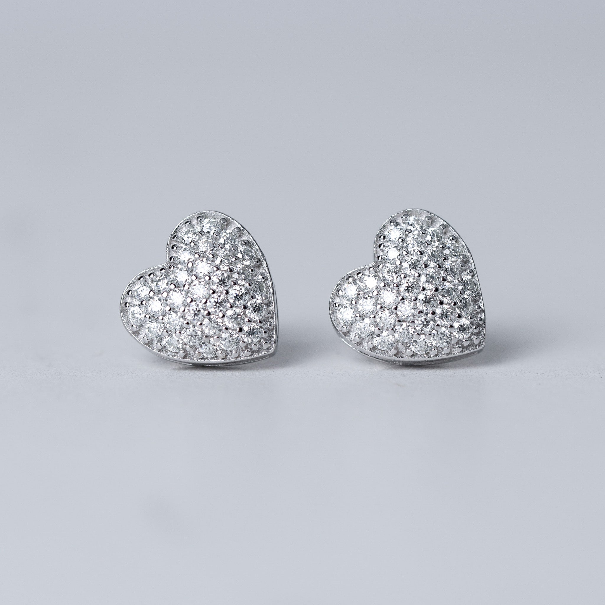 Heart Micro Pave Earrings Screwed-Back