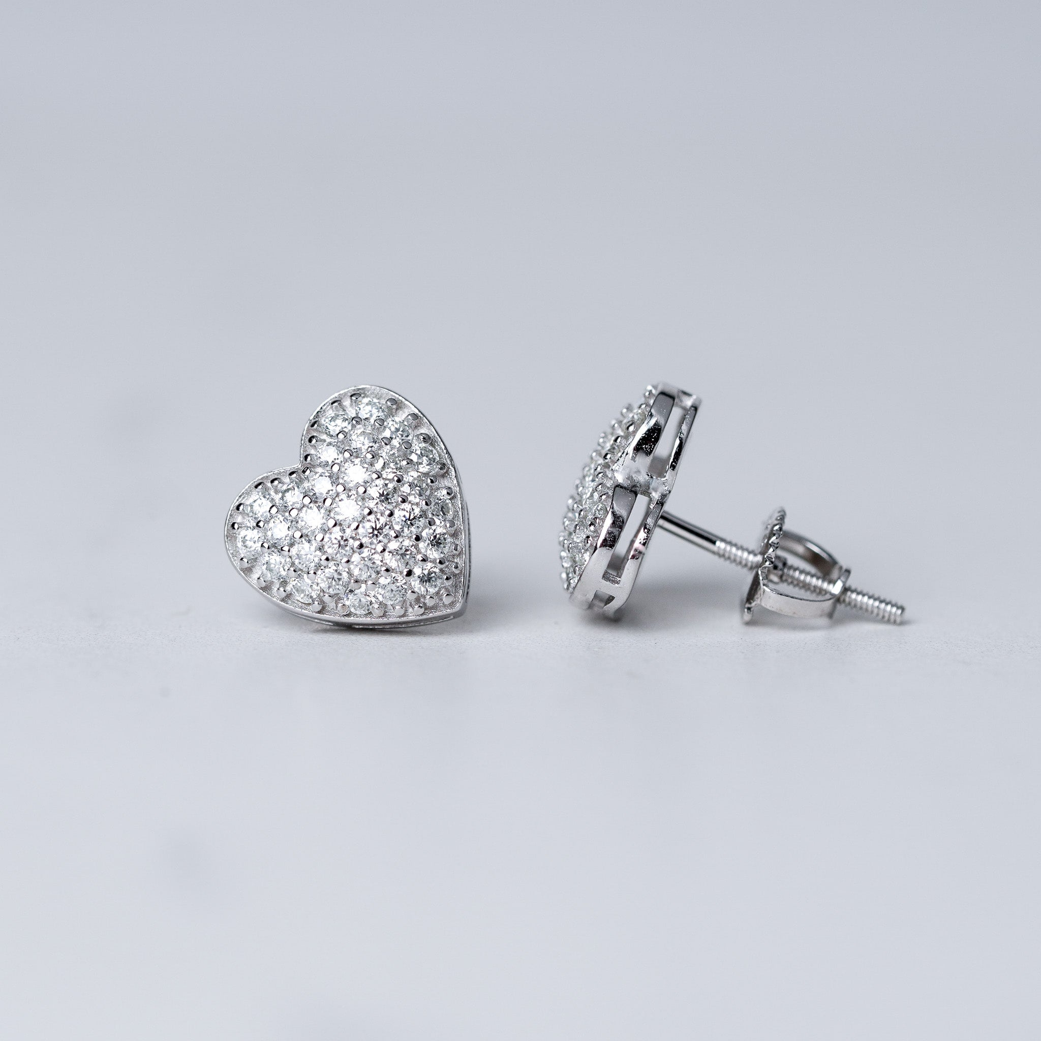 Heart Micro Pave Earrings Screwed-Back