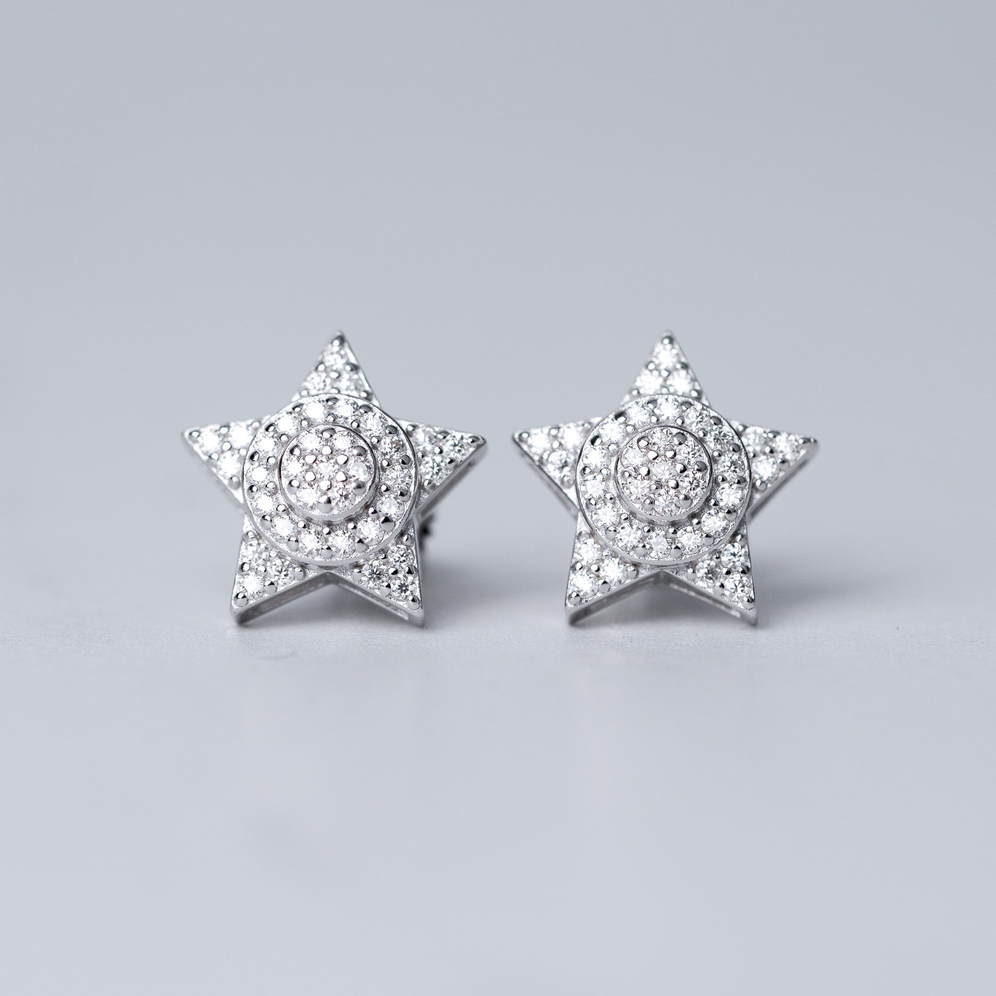 Moisssanite Star Earrings - Screwed Back