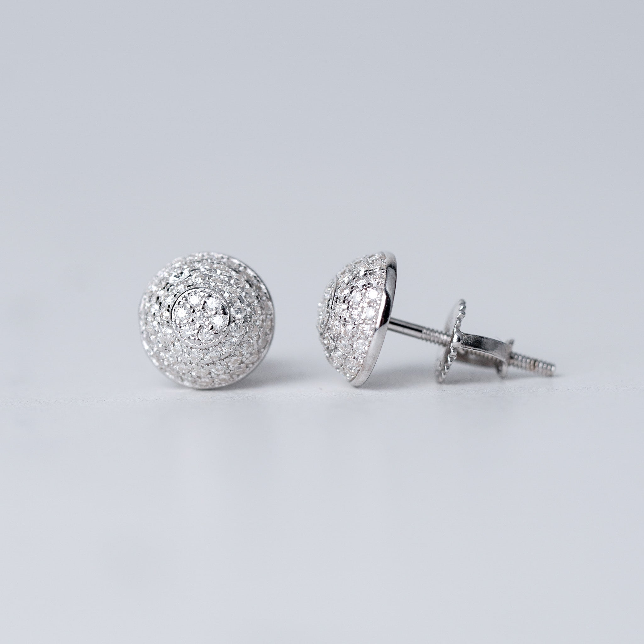 Round Dome Micro-Pave Earrings - Screwed Back