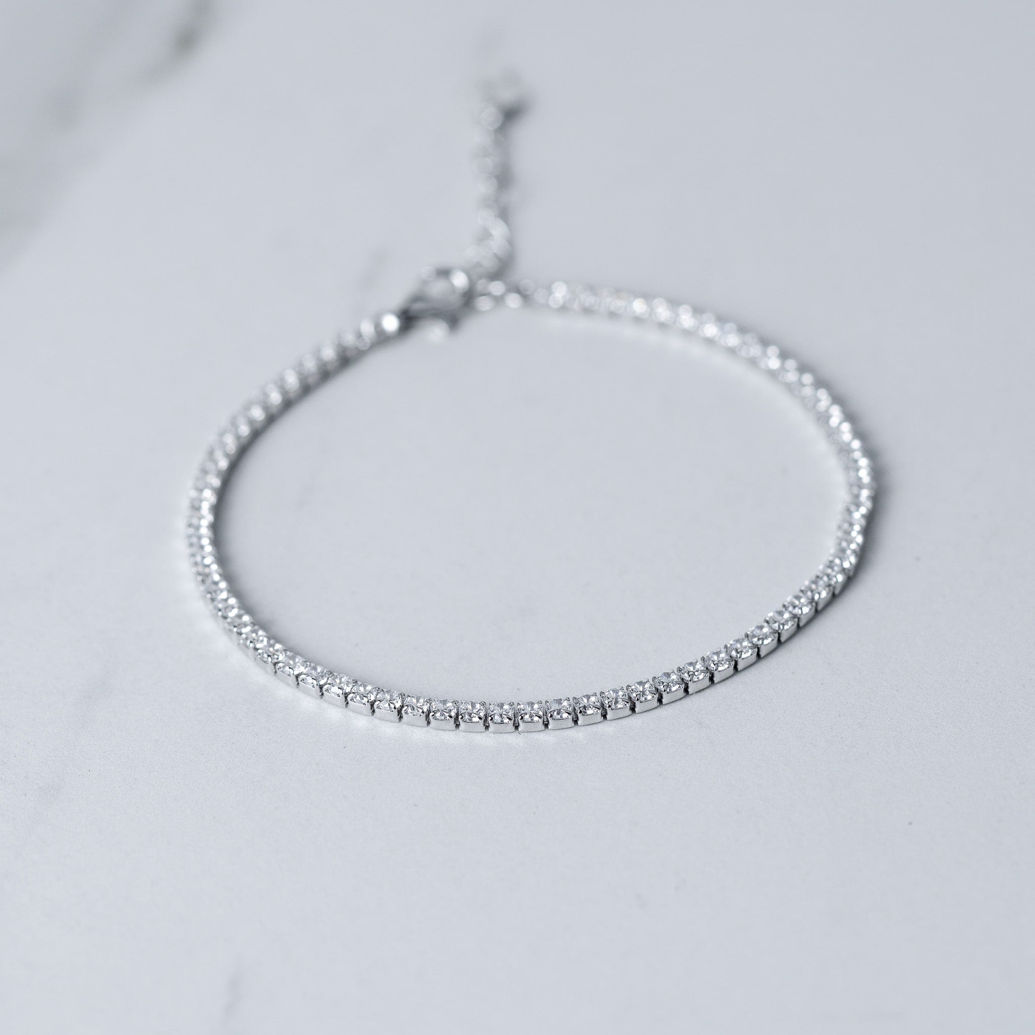 2mm Tennis Bracelet - Round Cut - Adjustable