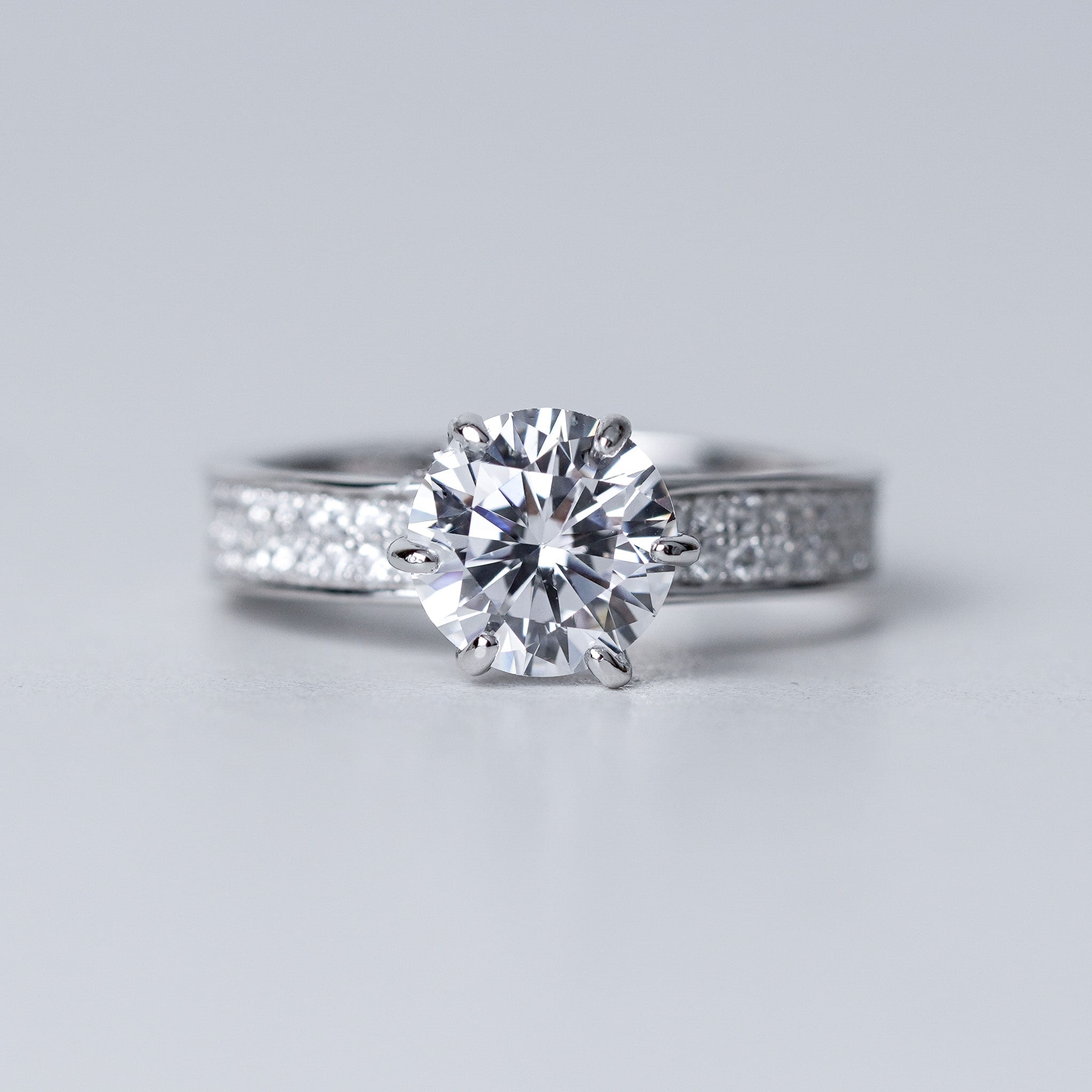 Solitaire Ring With Pave Band Ring