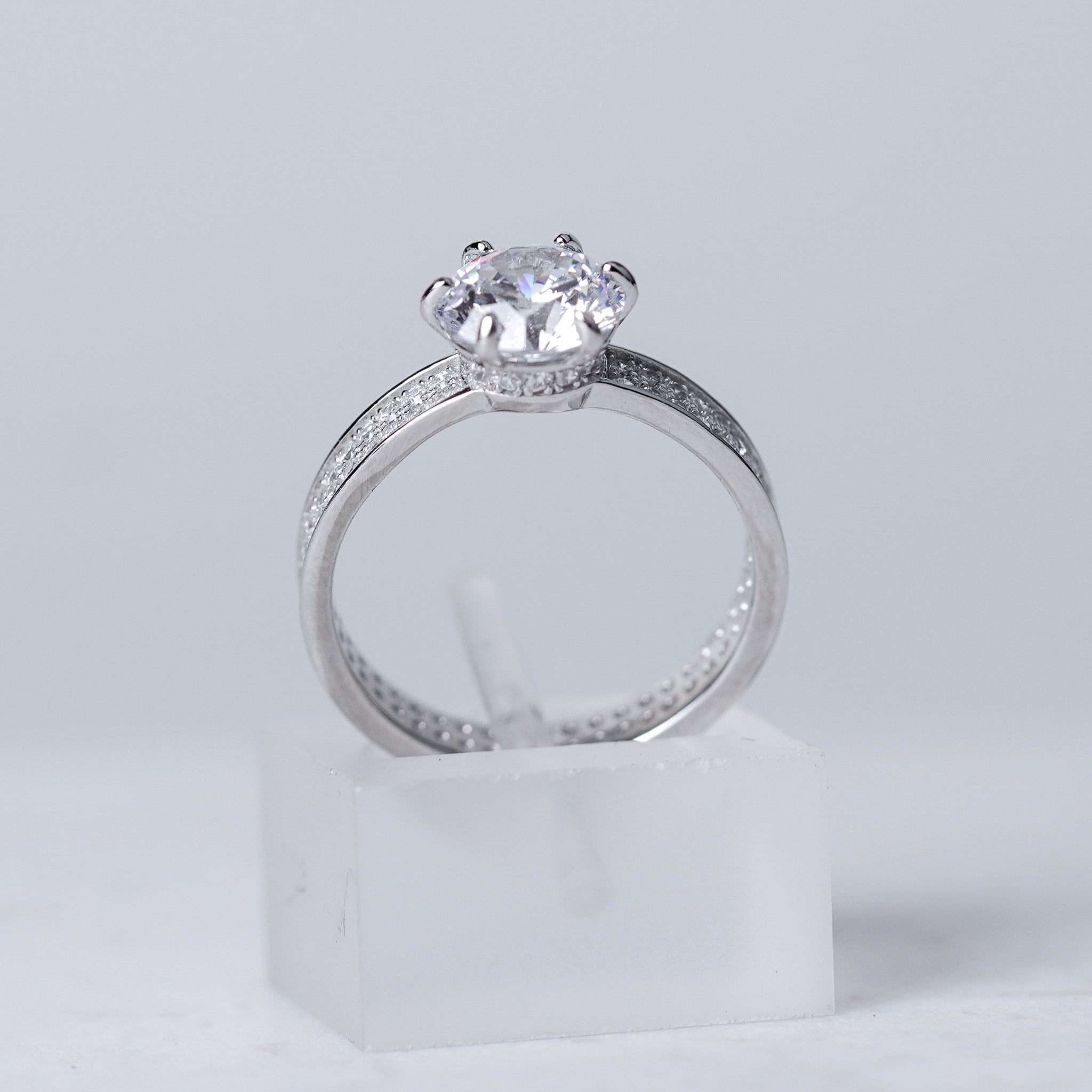 Solitaire Ring With Pave Band Ring