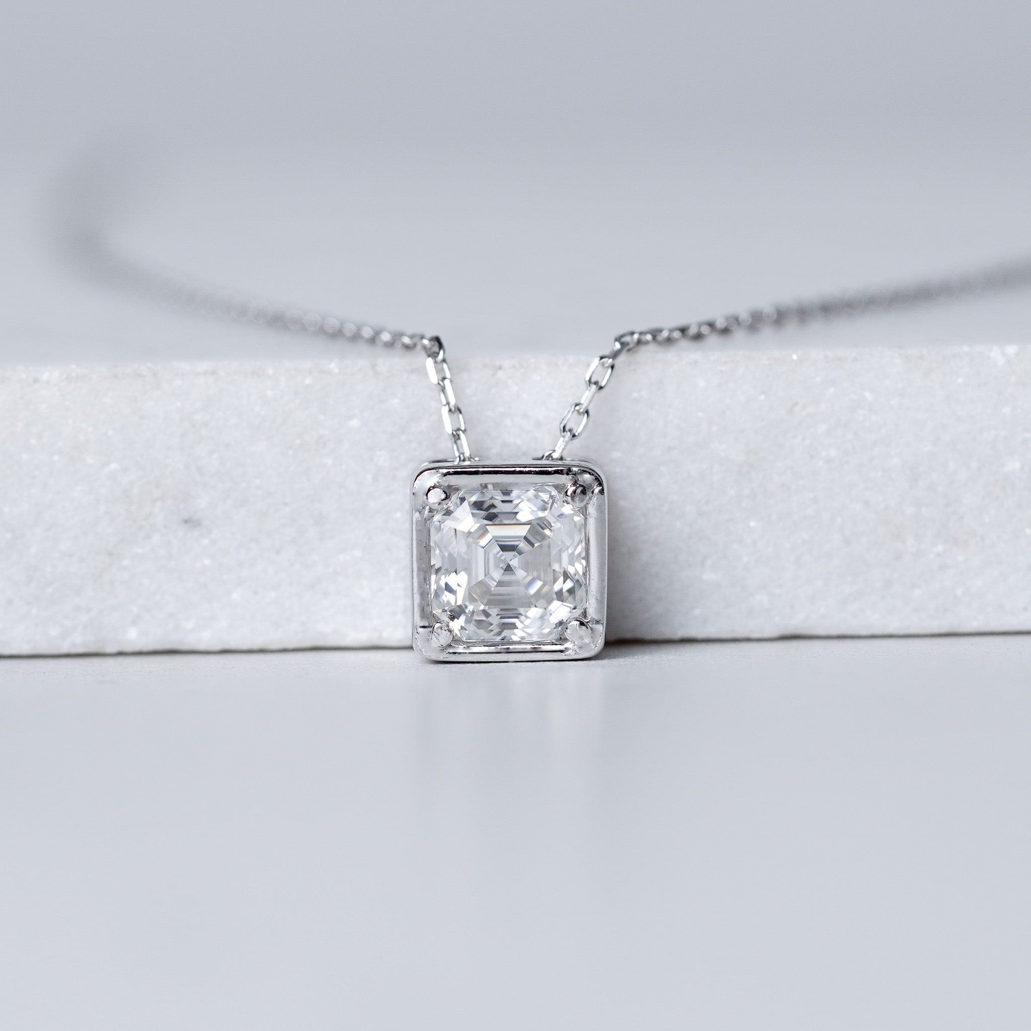 Asscher Cut Solitaire Slide Necklace