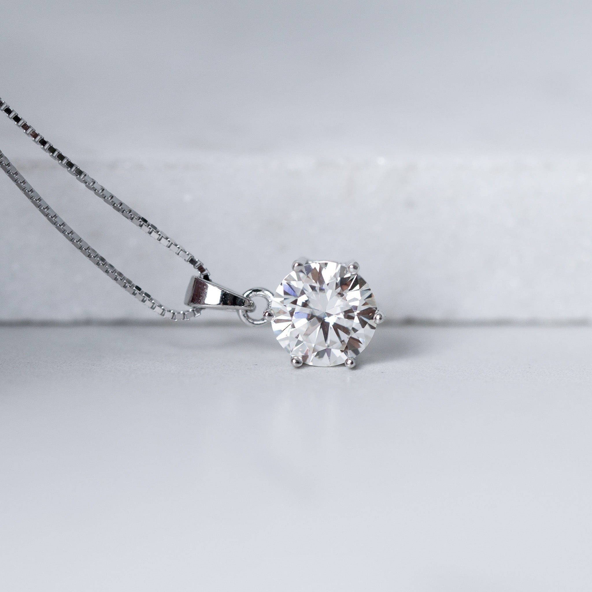 Six Prongs Solitaire Necklace