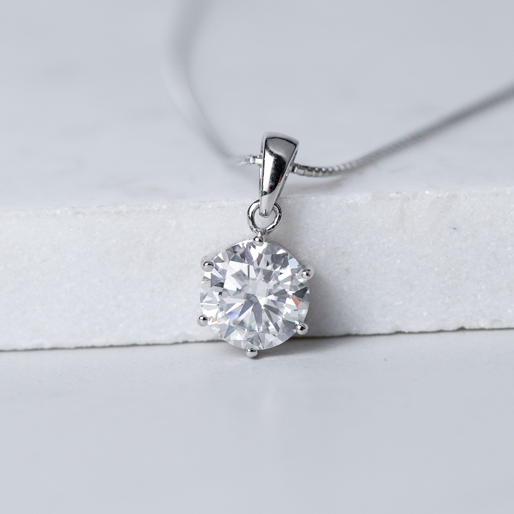 Six Prongs Solitaire Necklace