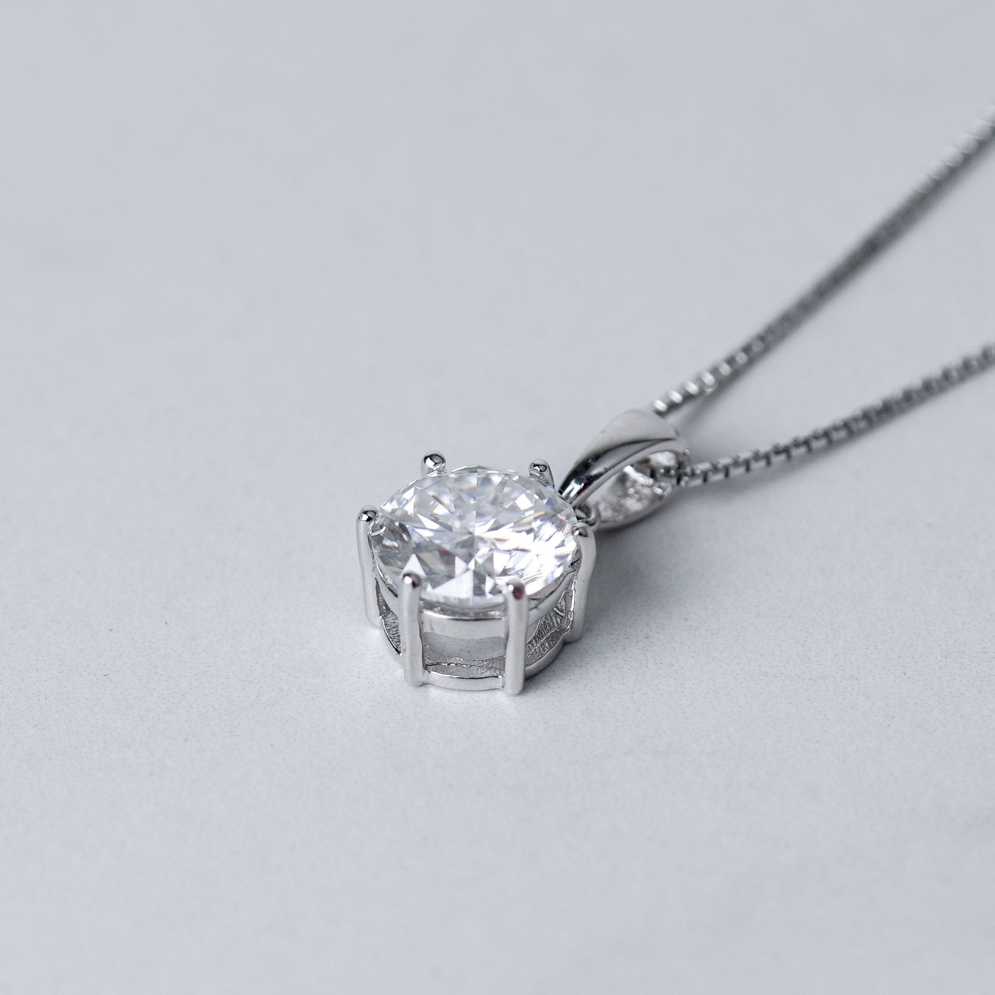 Six Prongs Solitaire Necklace