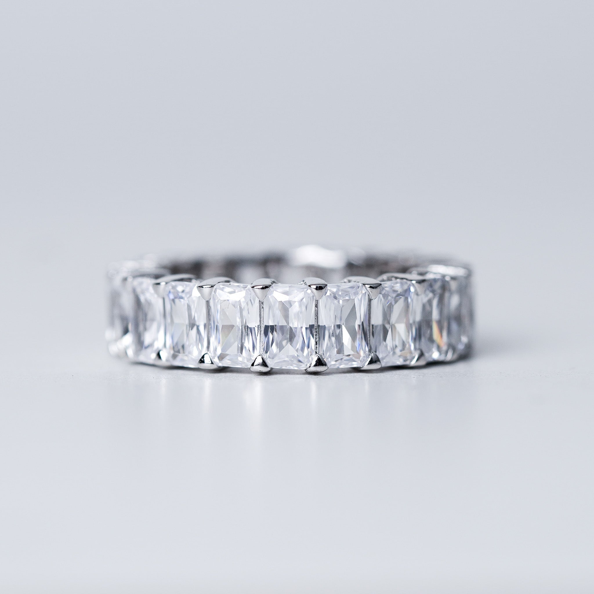 Rectangle Wedding Band | Simulated Diamond