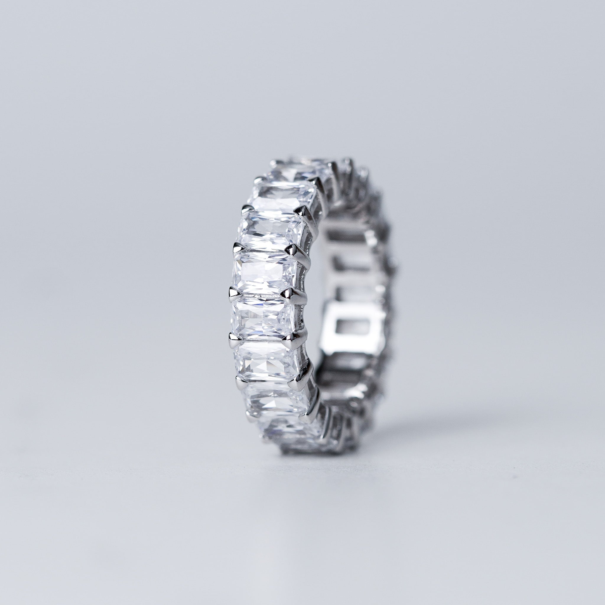 Rectangle Wedding Band | Simulated Diamond