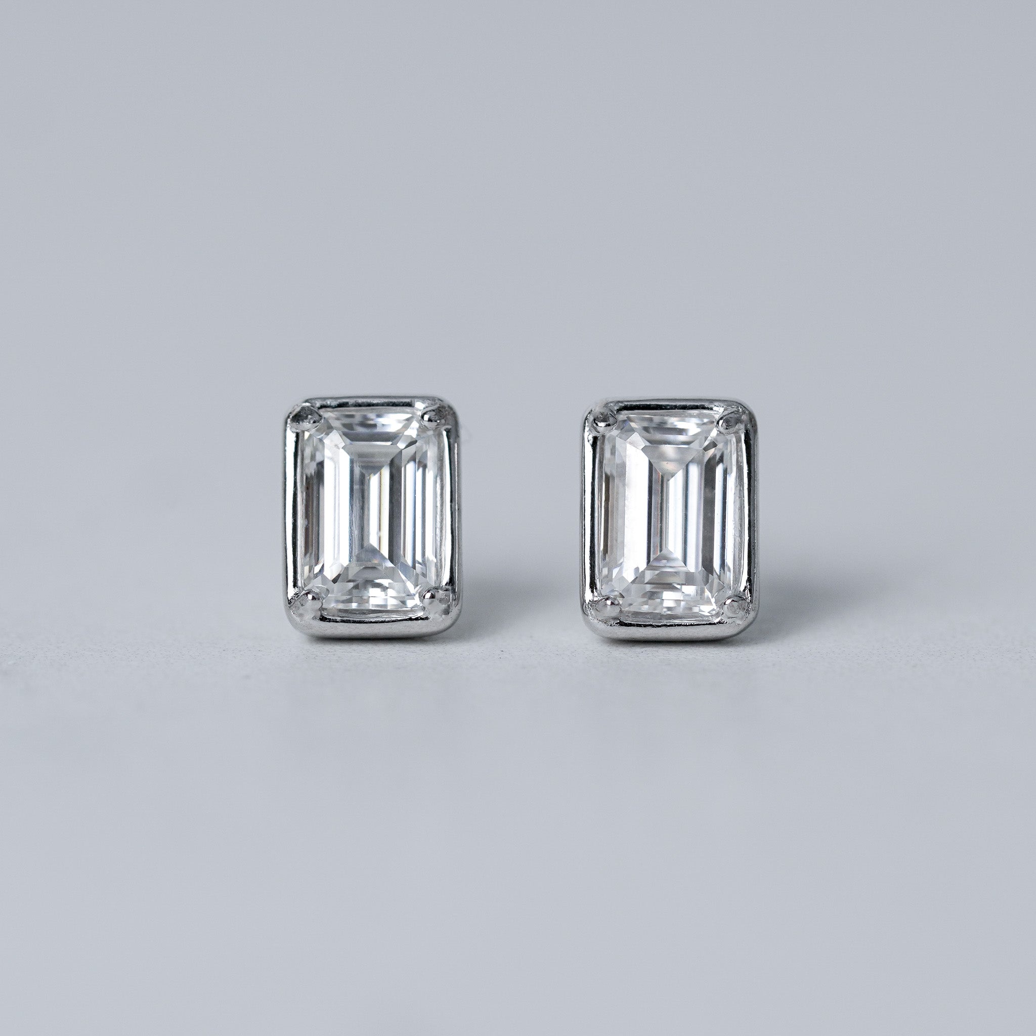 Emerald Cut Solitaire Earrings | Moissanite