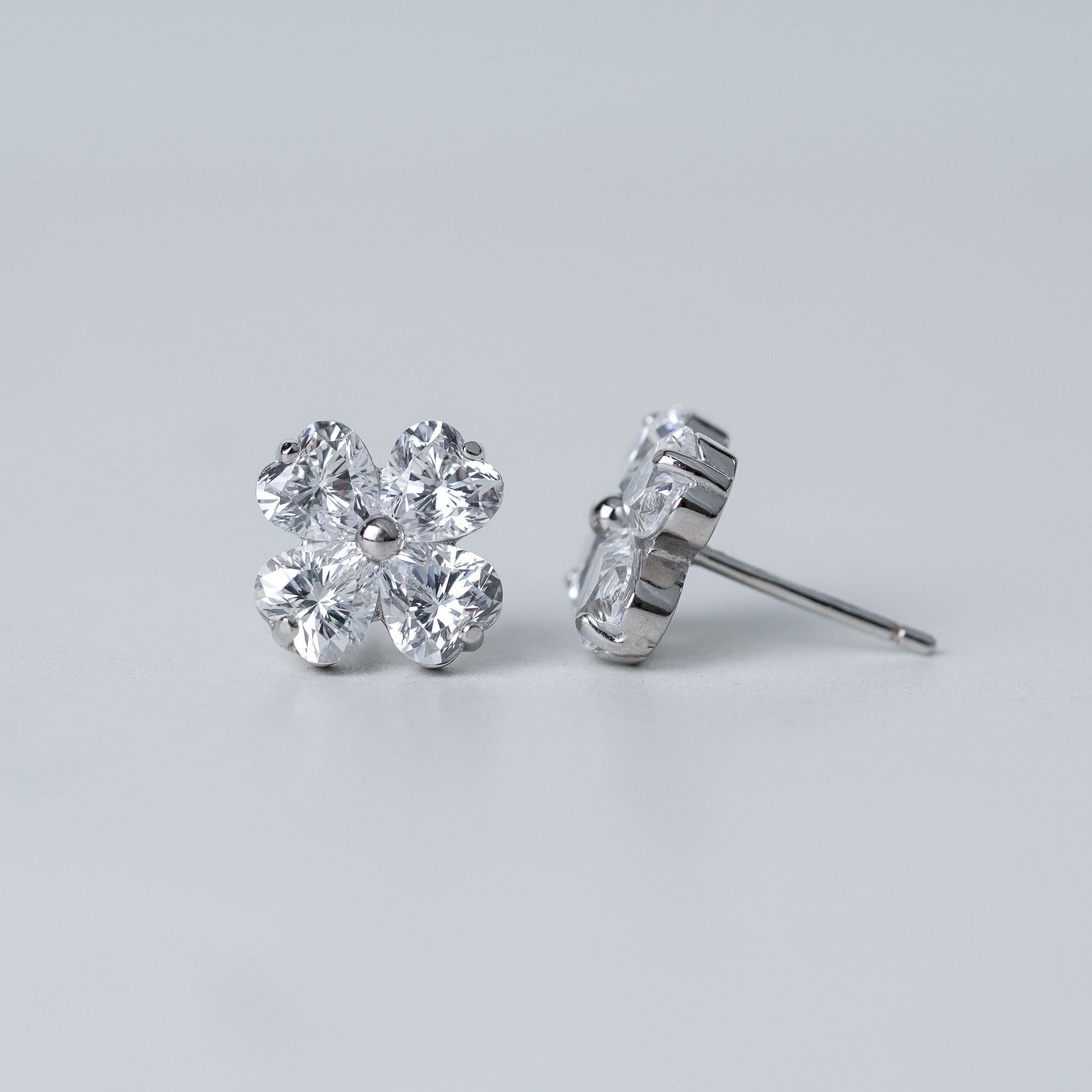 Four Clover Earrings | Simulated Diamonds