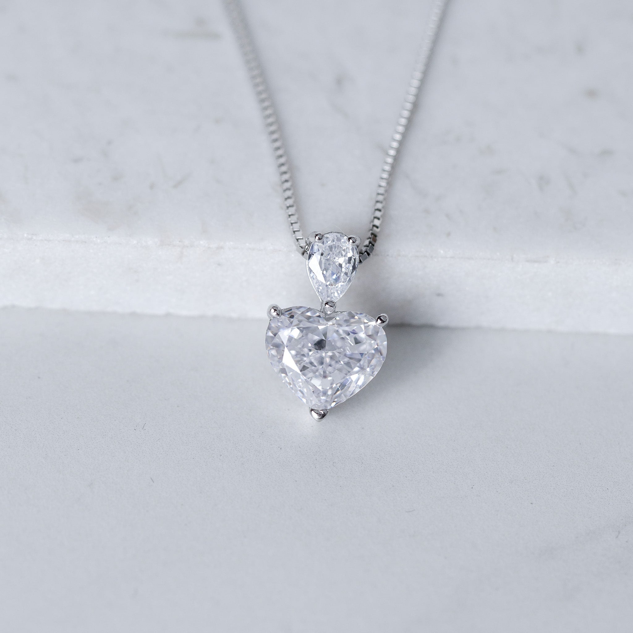 Heart-Pear Pendant Necklace | 4ct | Simulated Diamond