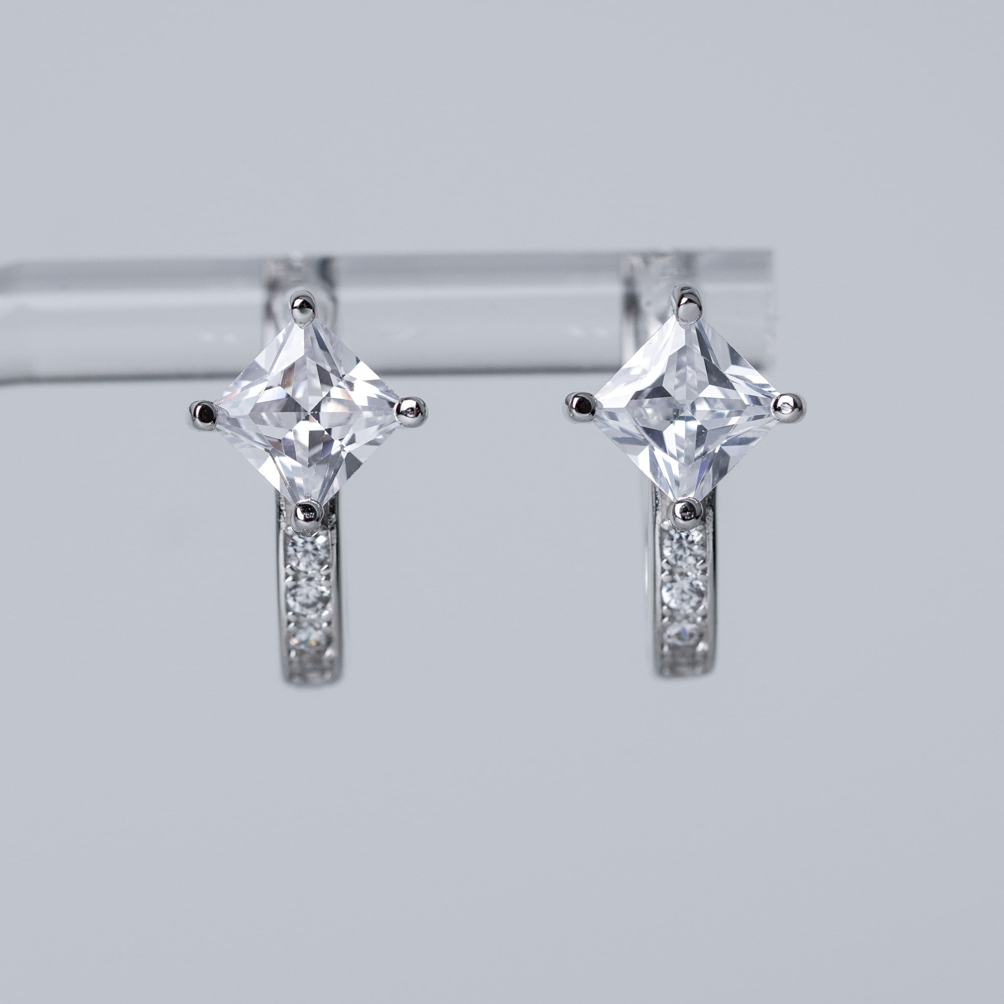 Square Hoop Earrings | Simulated Diamonds