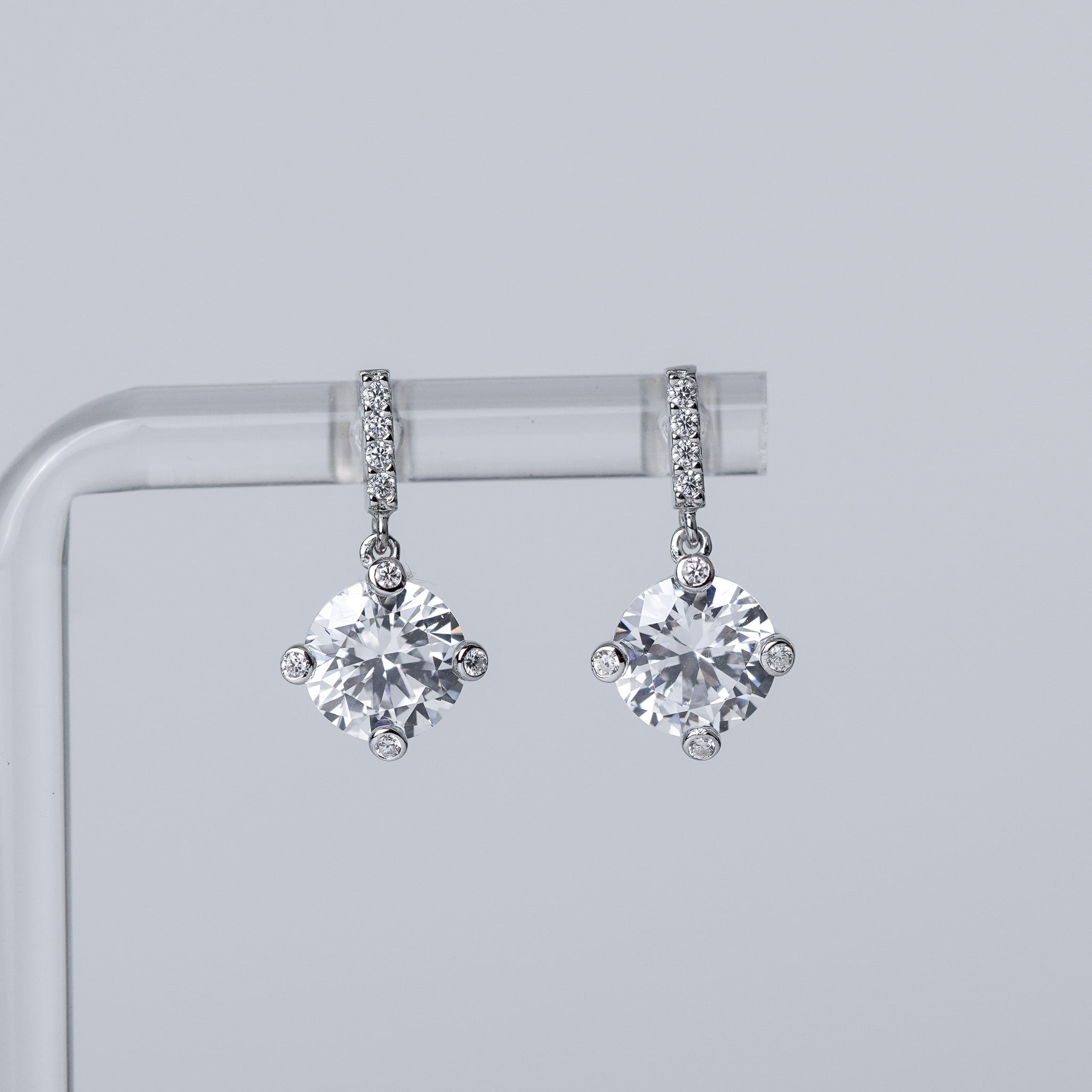 Round Drop Earrings | Simulated Diamond