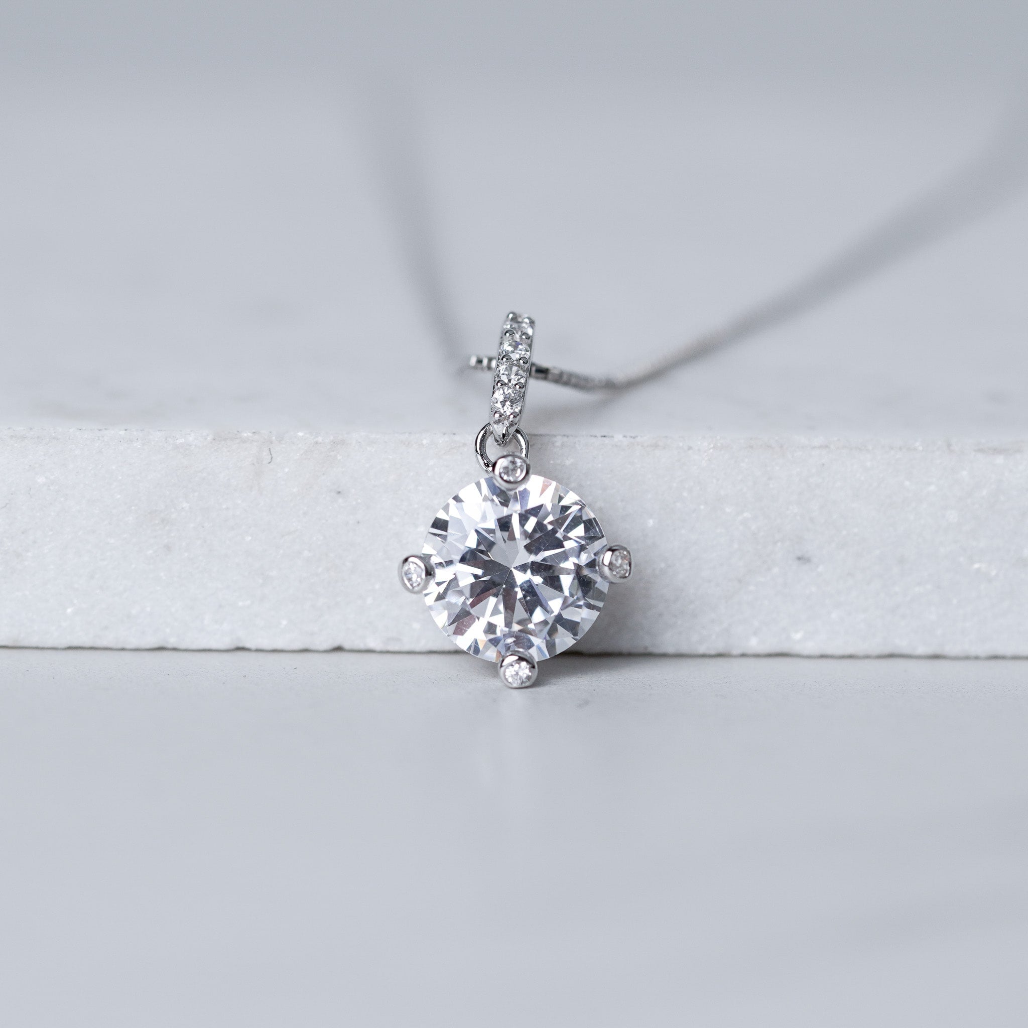 Round Drop Necklace | 3ct | Simulated Diamond