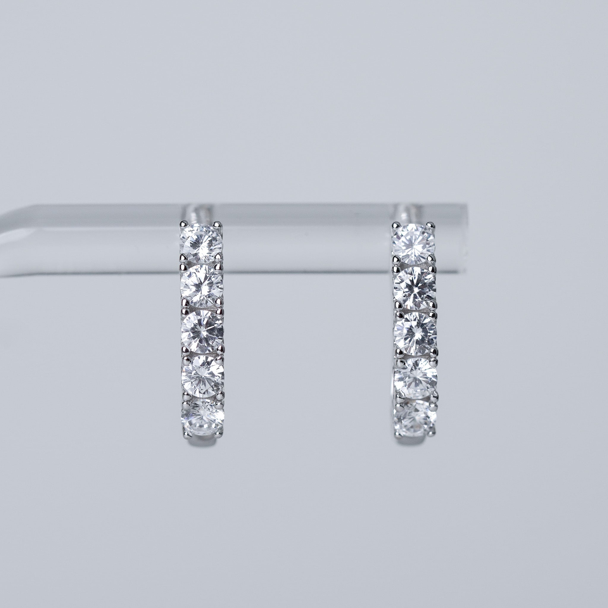 Five Stone Hoop Earrings | simulated Diamond