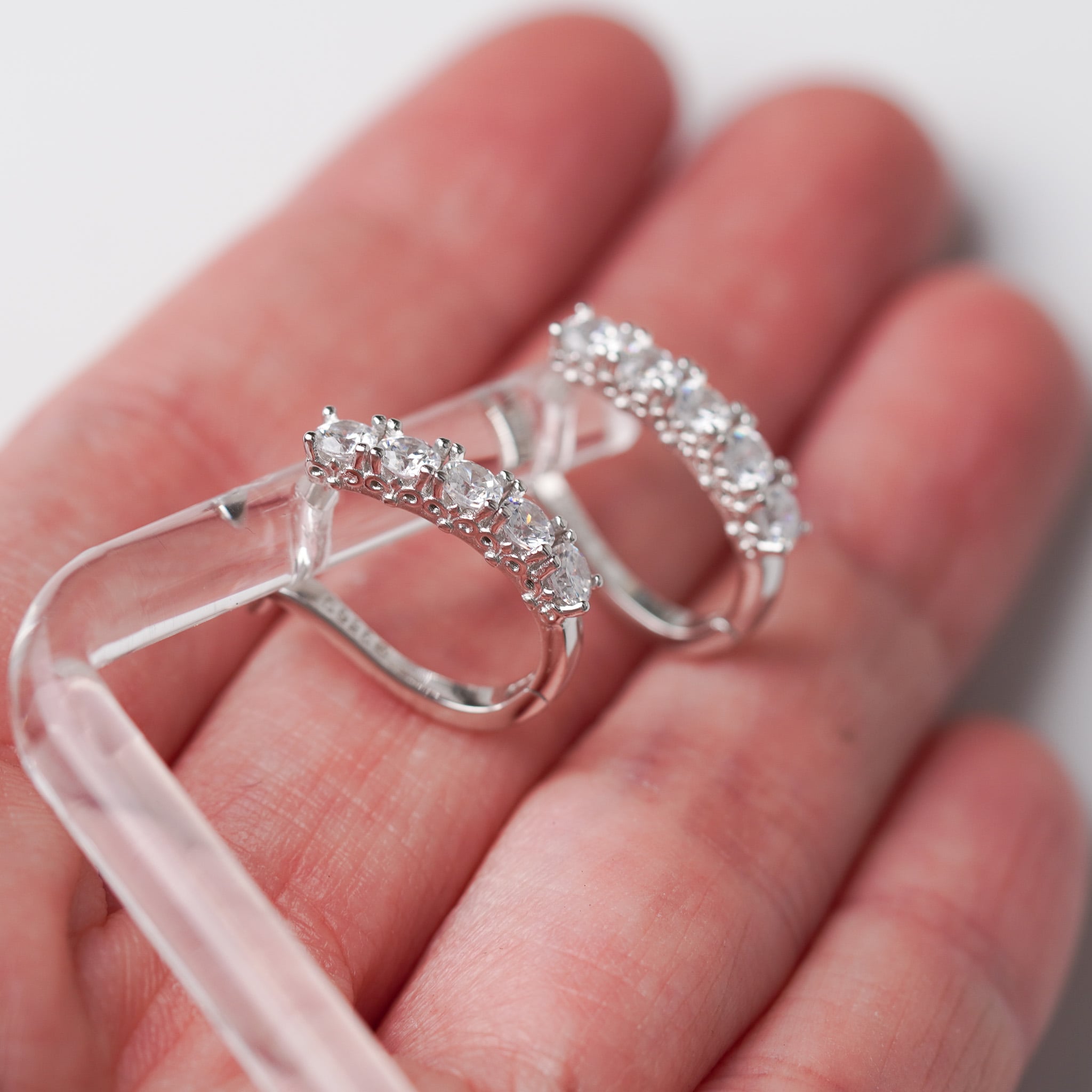 Five Stone Hoop Earrings | simulated Diamond