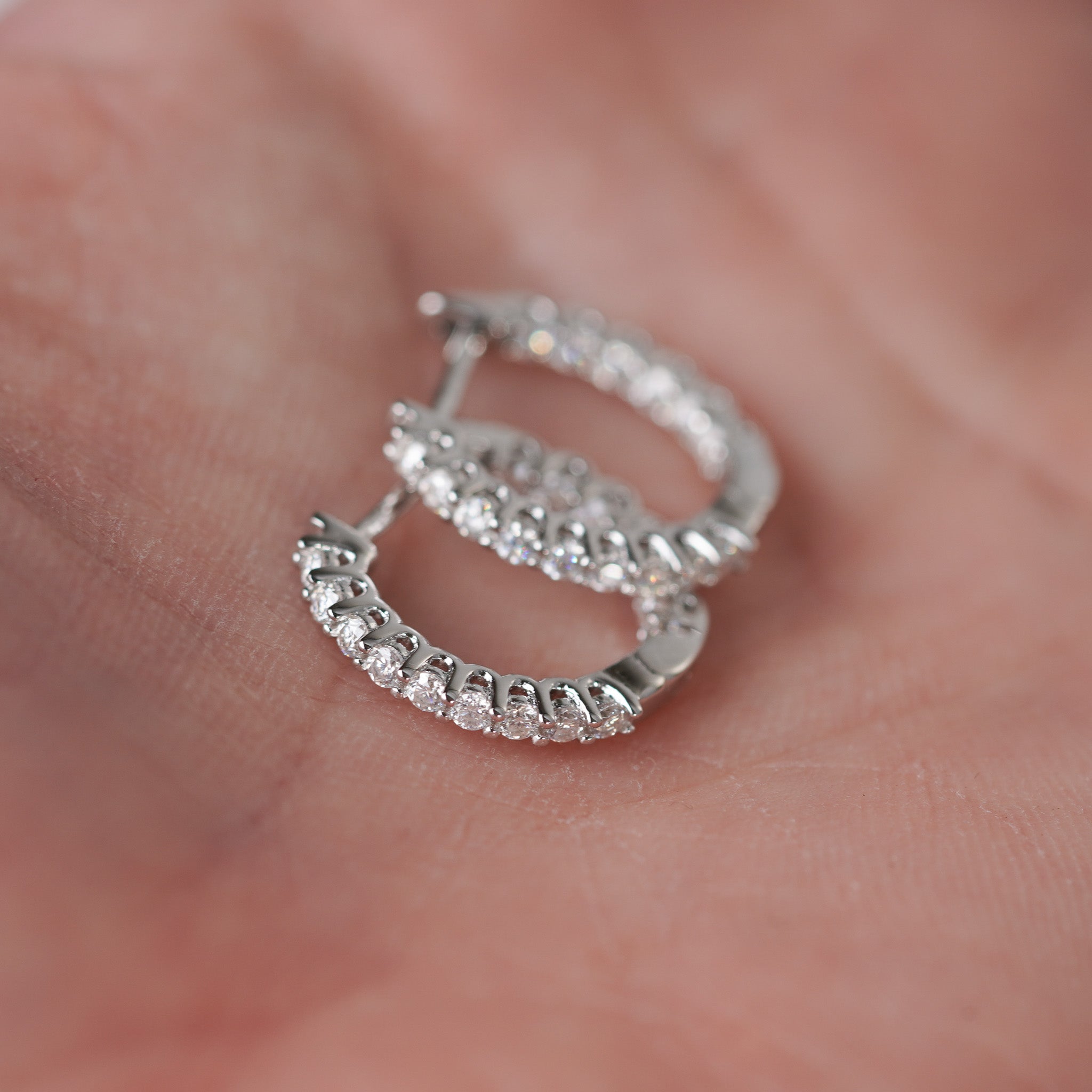 Moissanite Front & Back Small Hoops Earrings