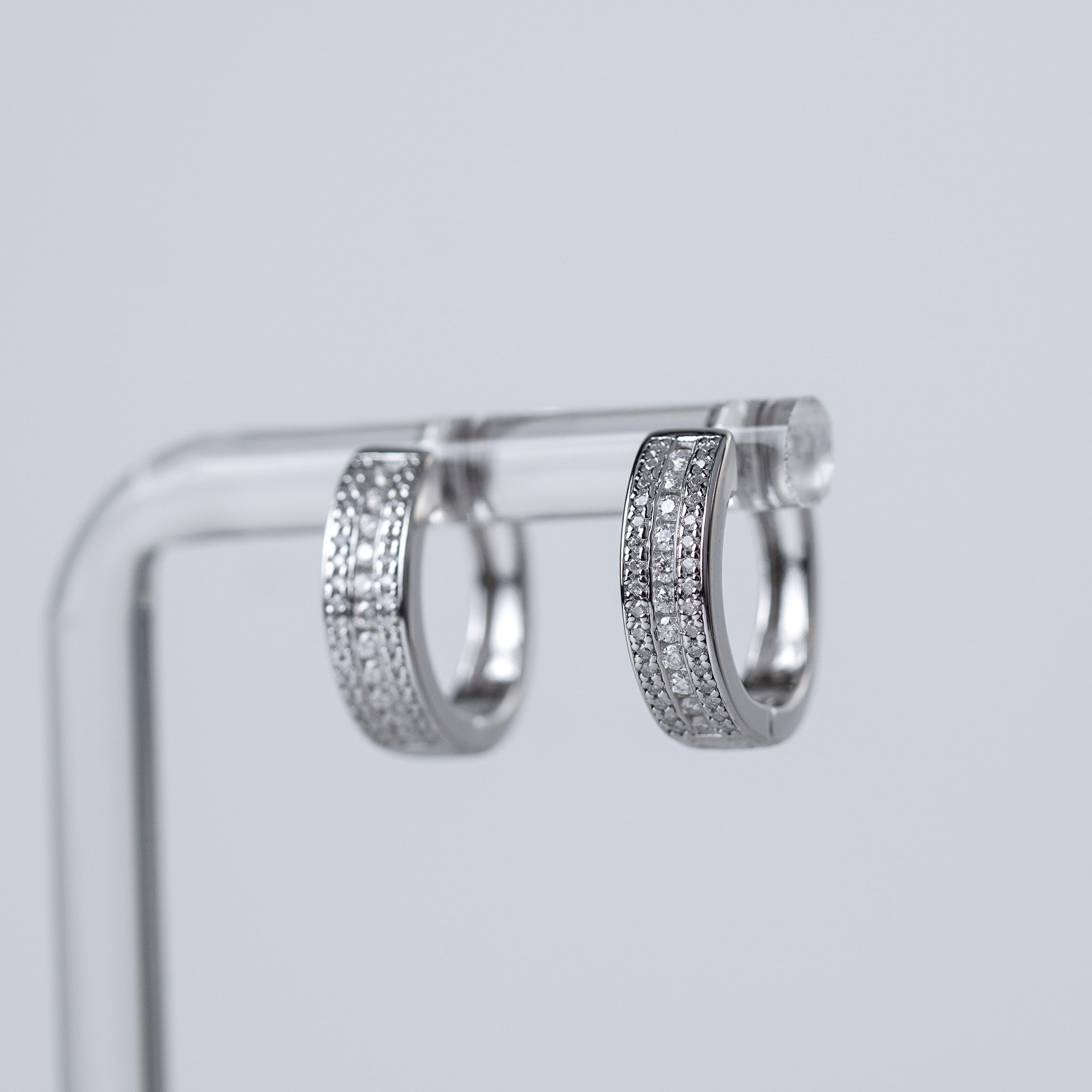 Moissanite Three Rows - Small Hoops Earrings