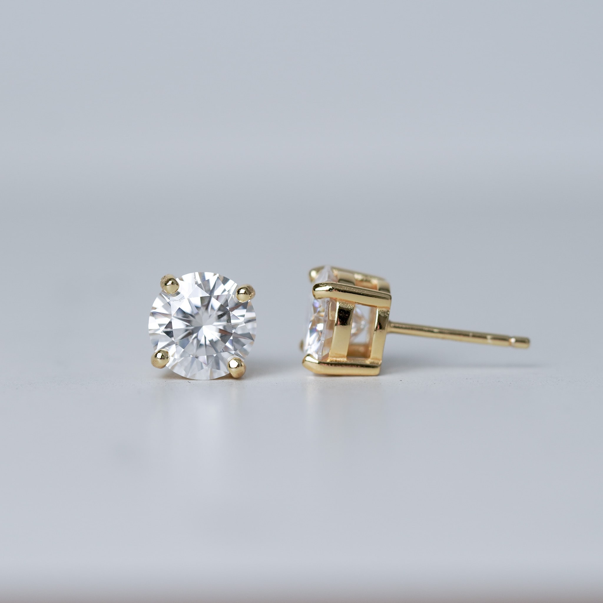 Round Solitaire Stud Earrings