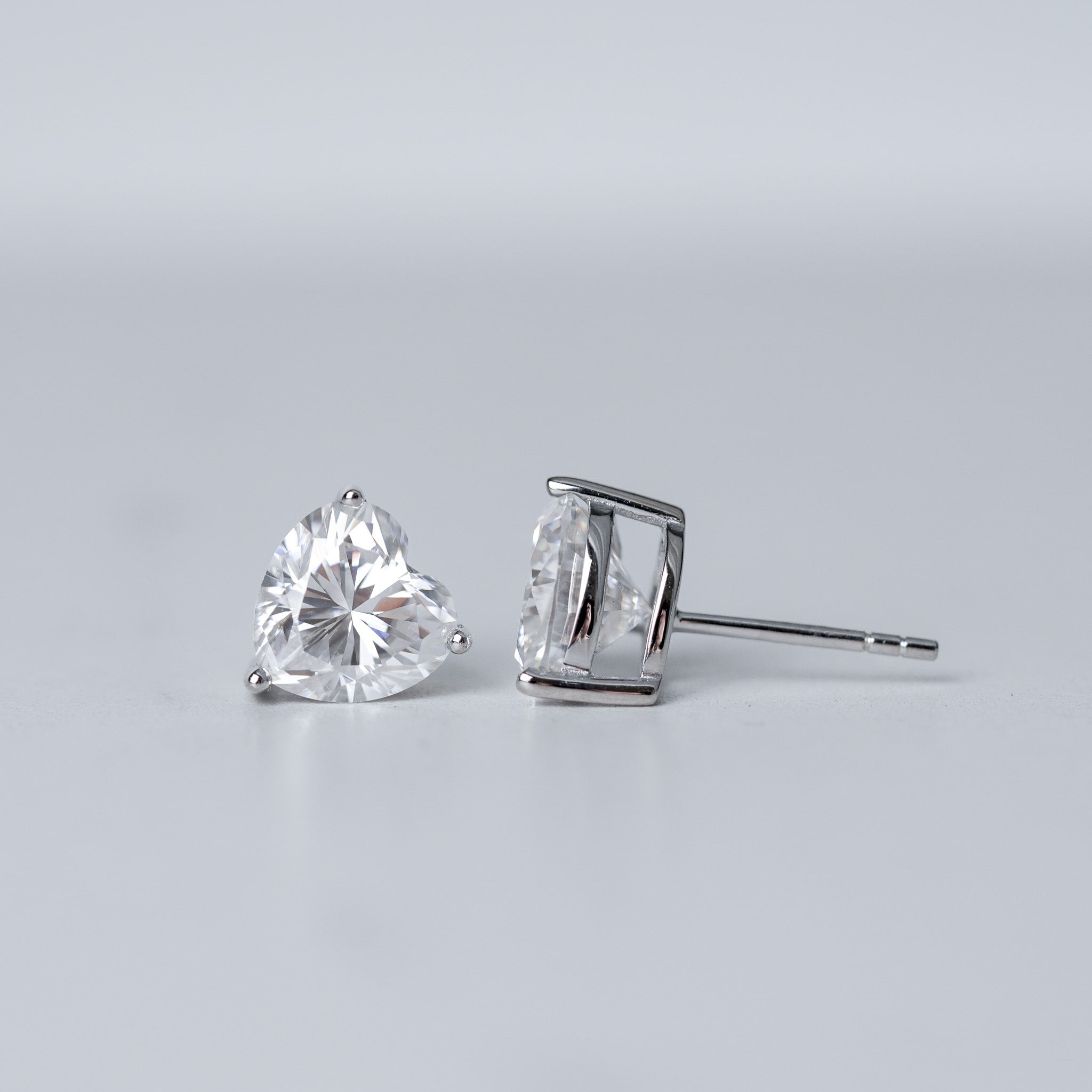 Heart Solitaire Stud Earrings