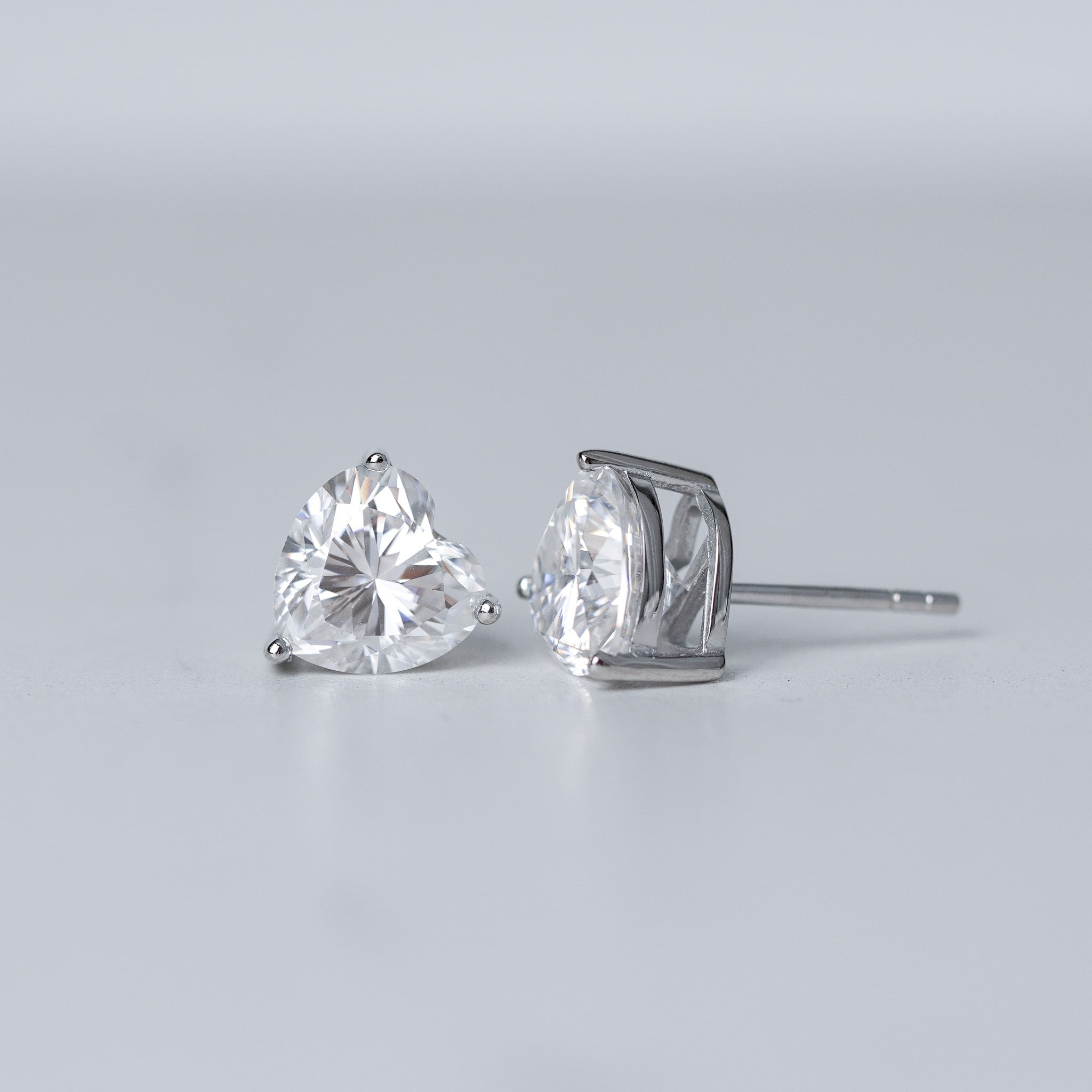 Heart Solitaire Stud Earrings