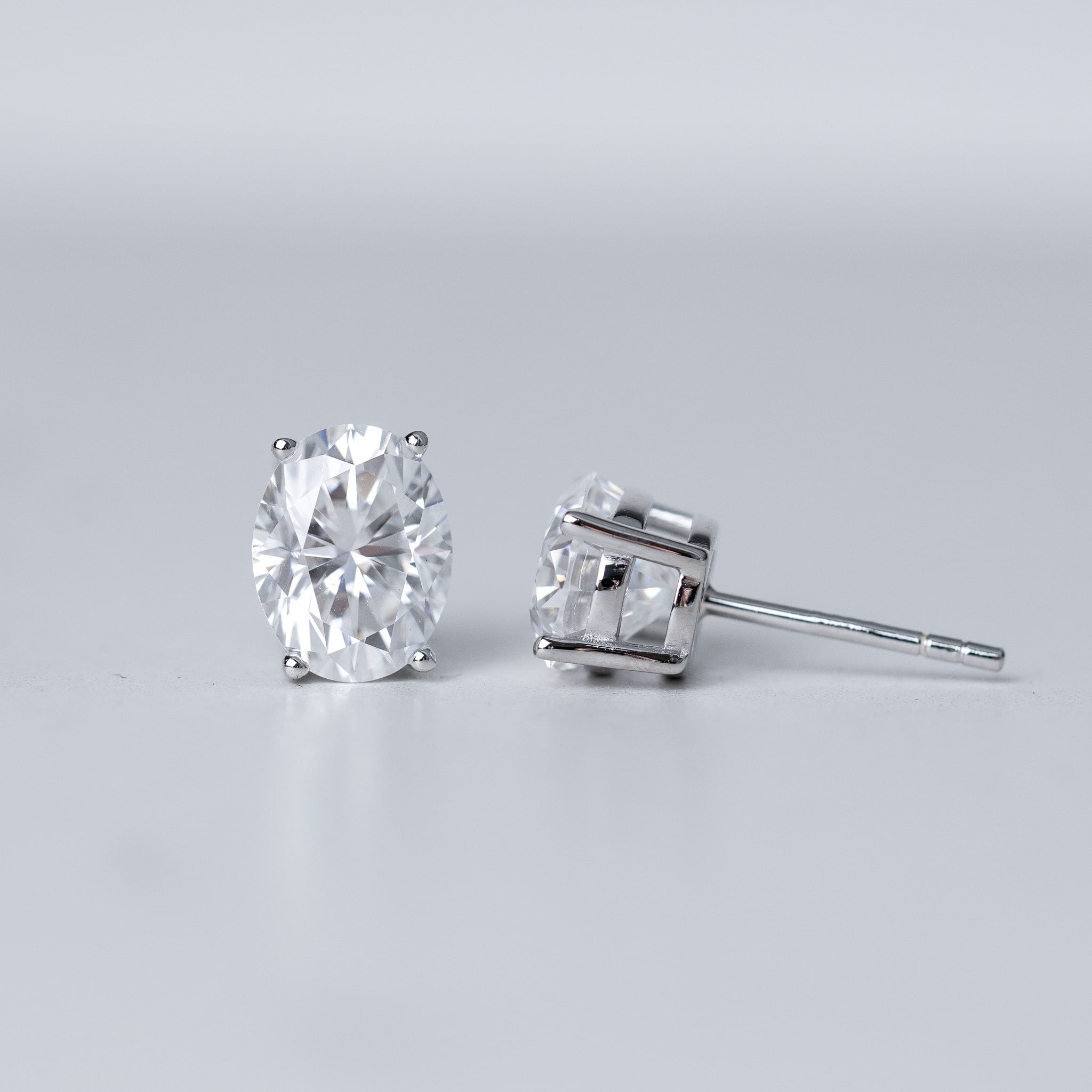 Oval Solitaire Stud Earrings