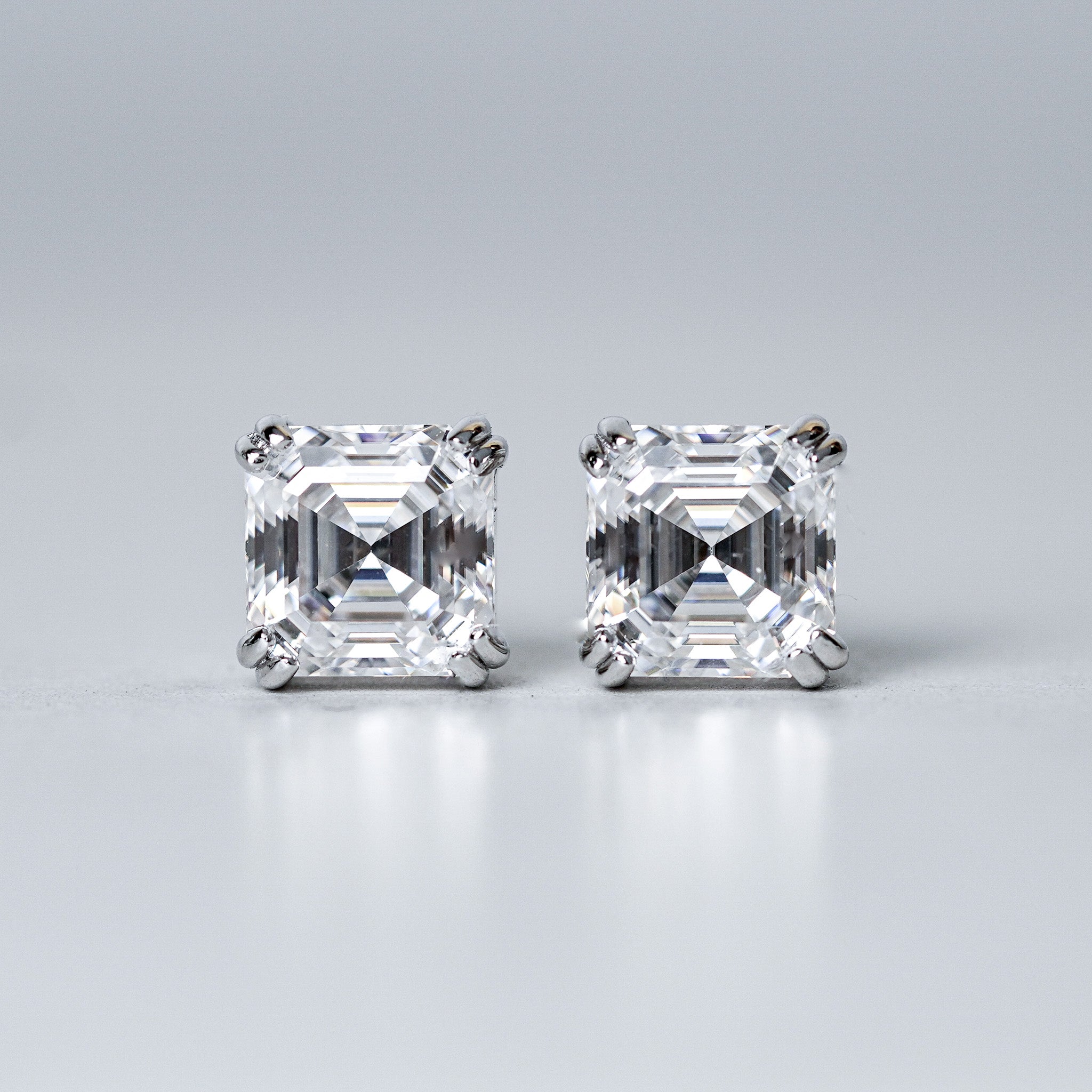 Asscher Solitaire Stud Earrings