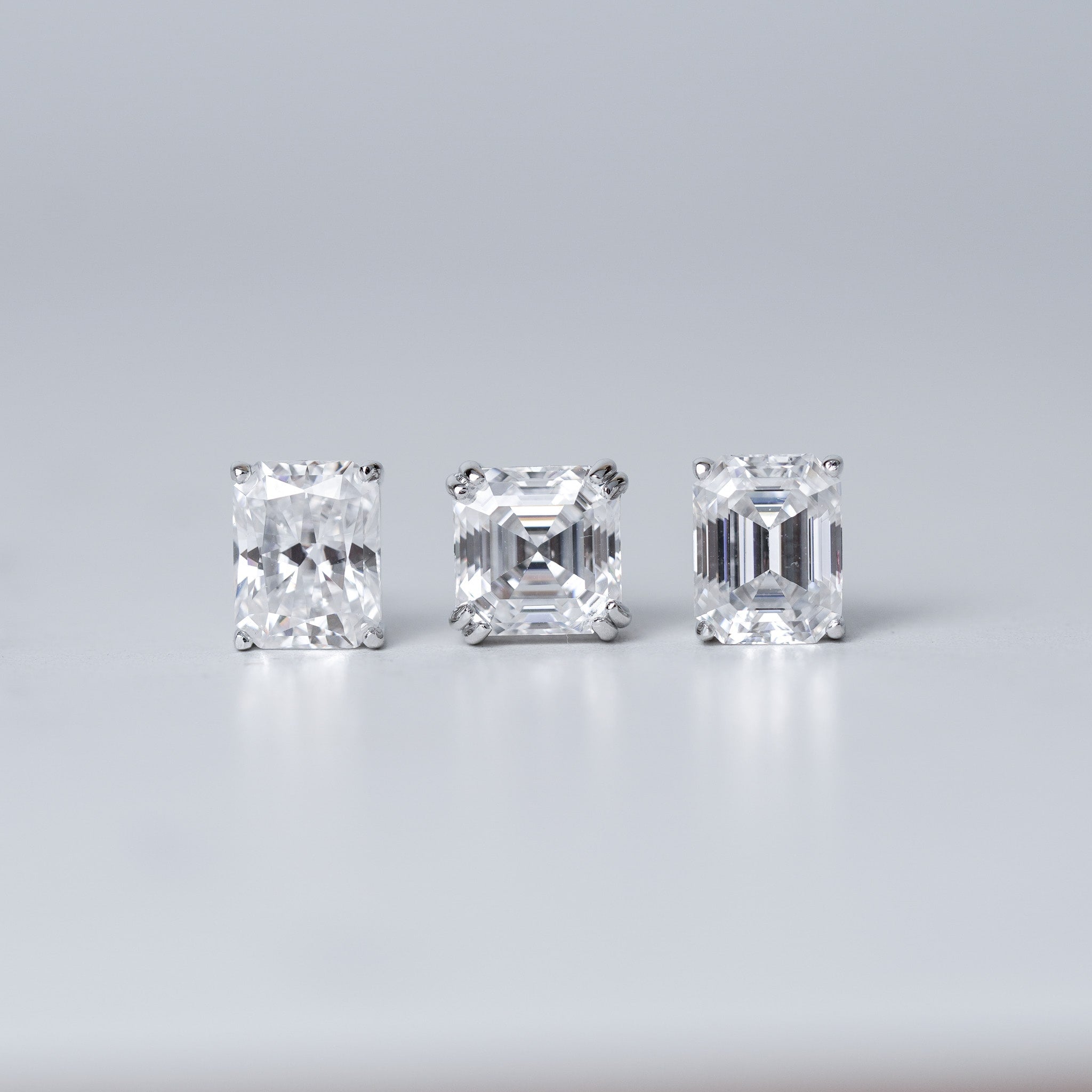 Radiant Rectangle Solitaire Stud Earrings